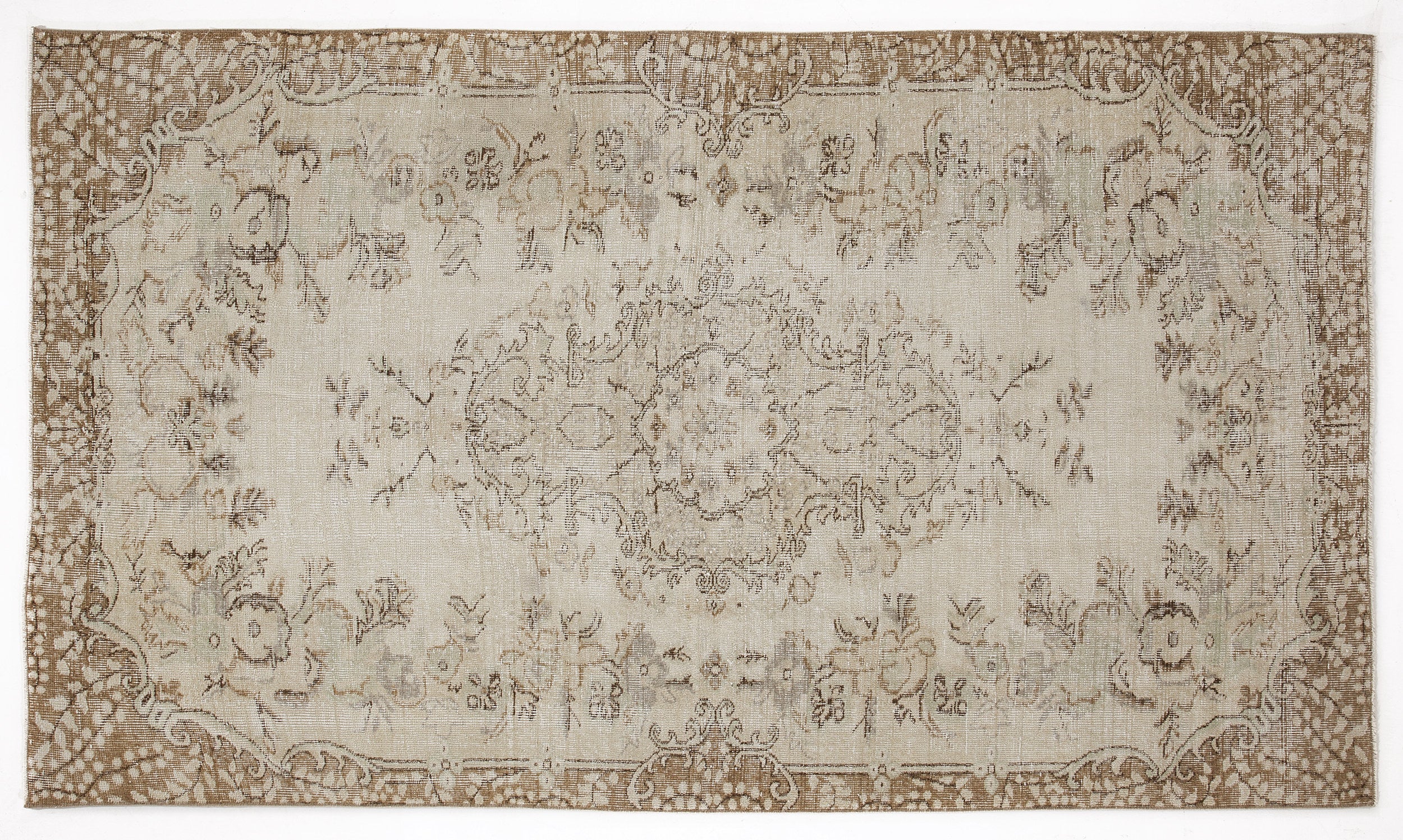 Beige Over Dyed Vintage Rug 5'1'' x 8'10'' ft 154 x 270 cm