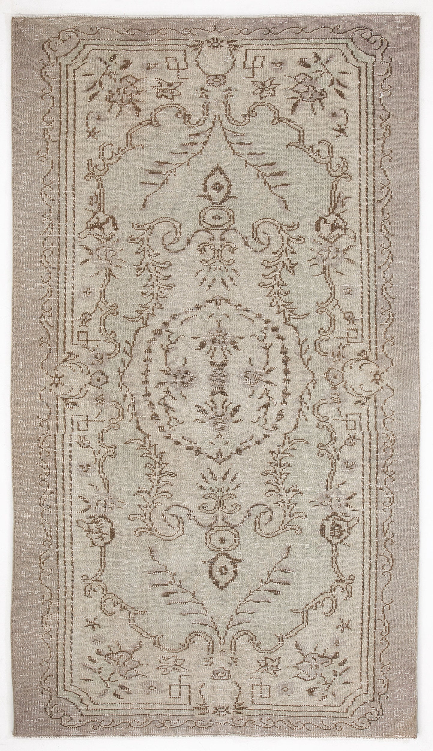 Beige Over Dyed Vintage Rug 4'10'' x 8'8'' ft 148 x 265 cm