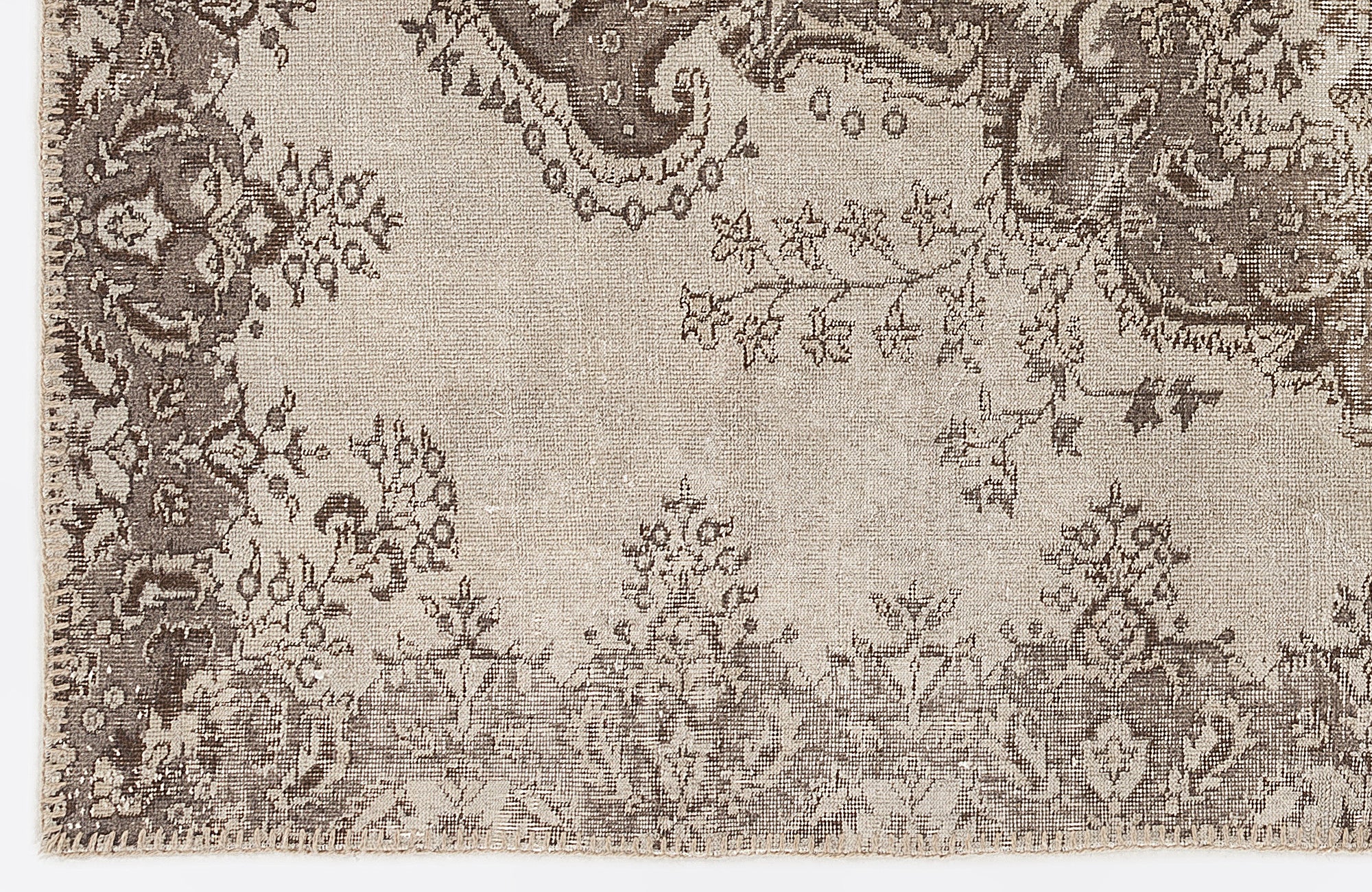 Beige Over Dyed Vintage Rug 5'4'' x 8'6'' ft 163 x 260 cm