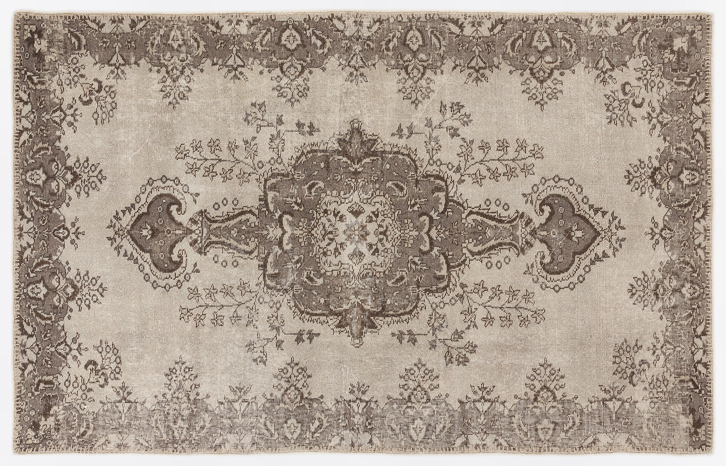 Beige Over Dyed Vintage Rug 5'4'' x 8'6'' ft 163 x 260 cm