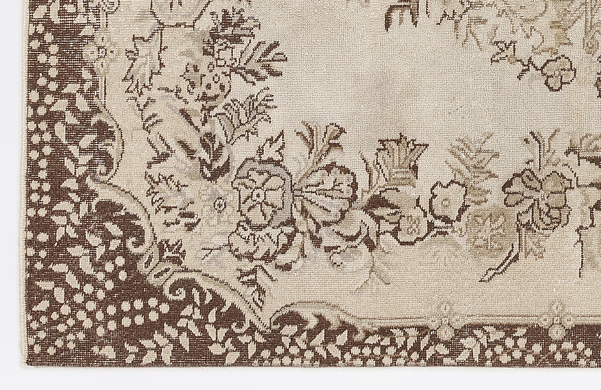 Beige Over Dyed Vintage Rug 5'7'' x 9'3'' ft 170 x 283 cm