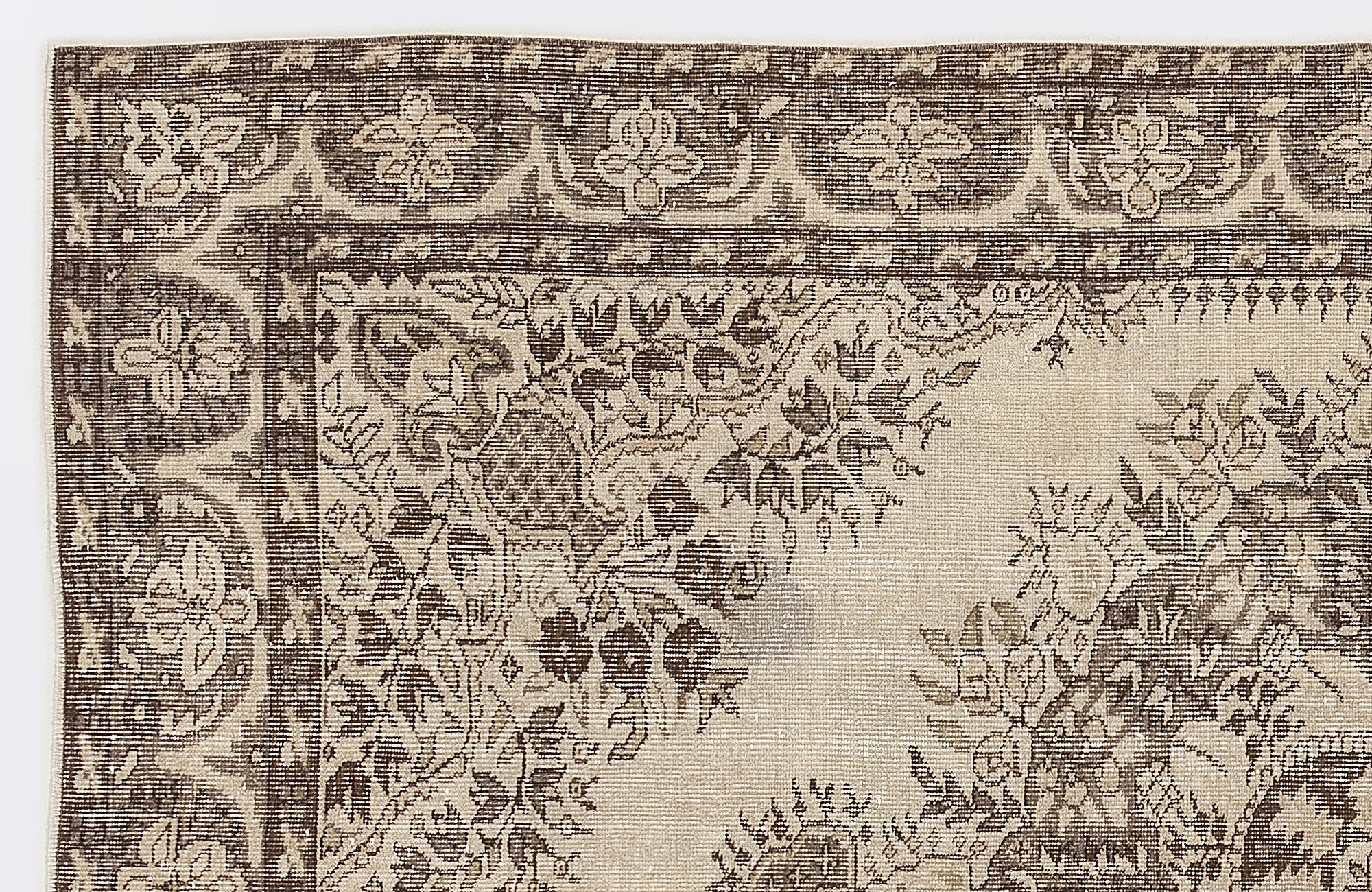 Beige Over Dyed Vintage Rug 5'6'' x 8'7'' ft 167 x 262 cm