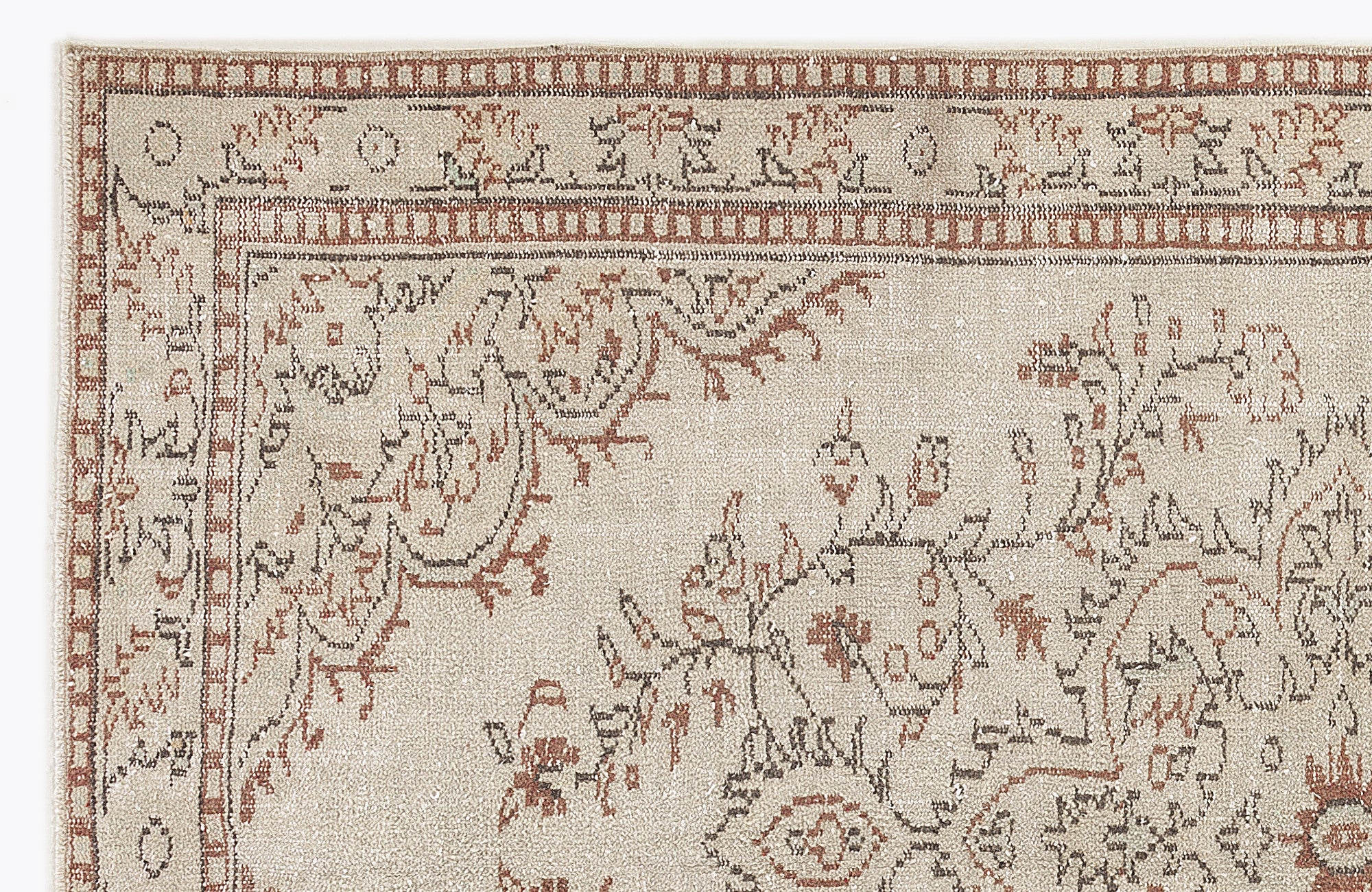 Beige Over Dyed Vintage Rug 5'5'' x 8'7'' ft 164 x 262 cm