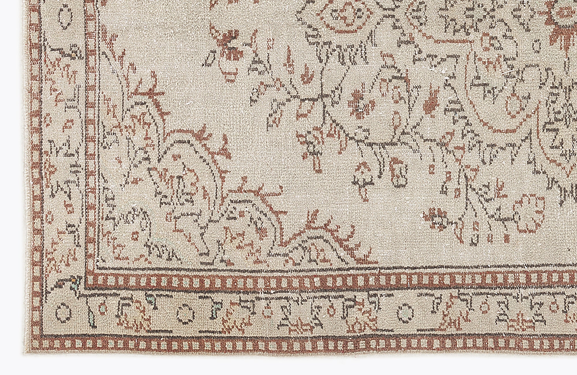 Beige Over Dyed Vintage Rug 5'5'' x 8'7'' ft 164 x 262 cm