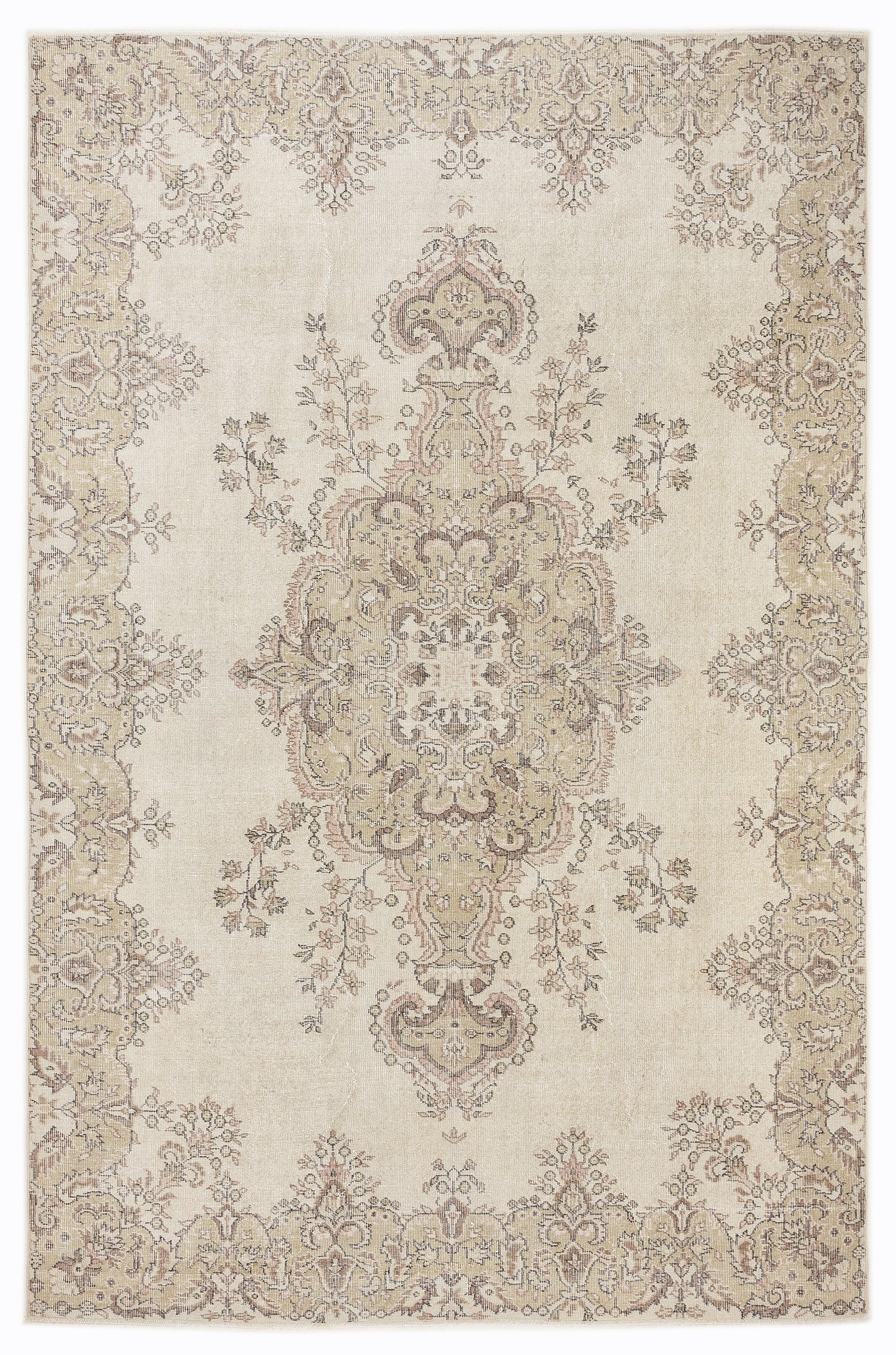 Beige Over Dyed Vintage Rug 6'9'' x 10'3'' ft 205 x 312 cm