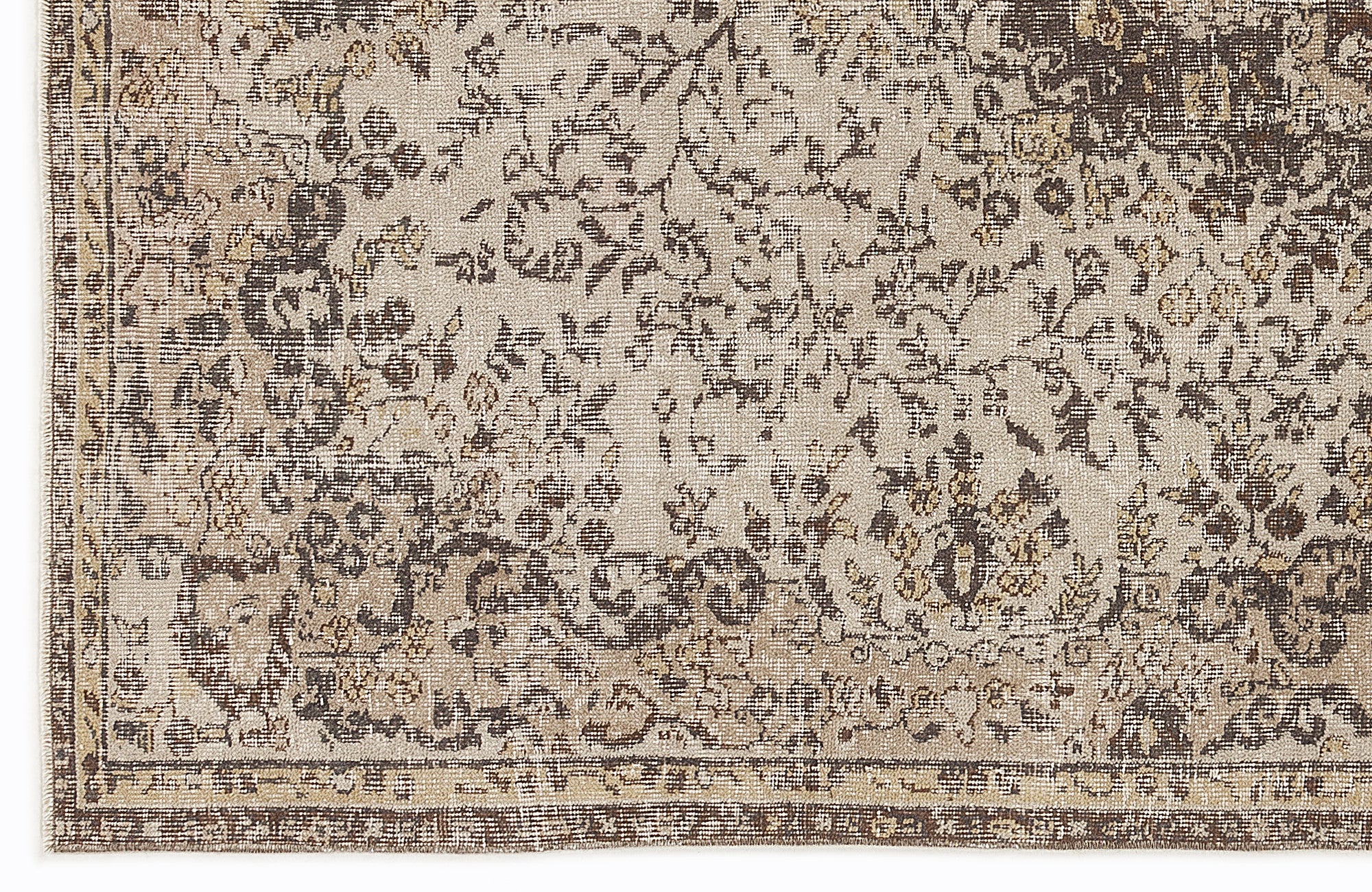 Beige Over Dyed Vintage Rug 5'1'' x 8'11'' ft 156 x 273 cm