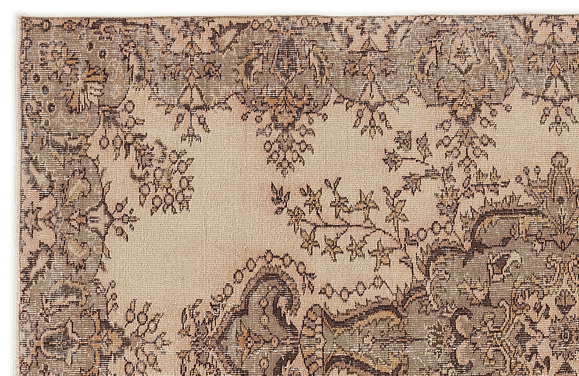 Beige Over Dyed Vintage Rug 5'3'' x 8'6'' ft 160 x 260 cm