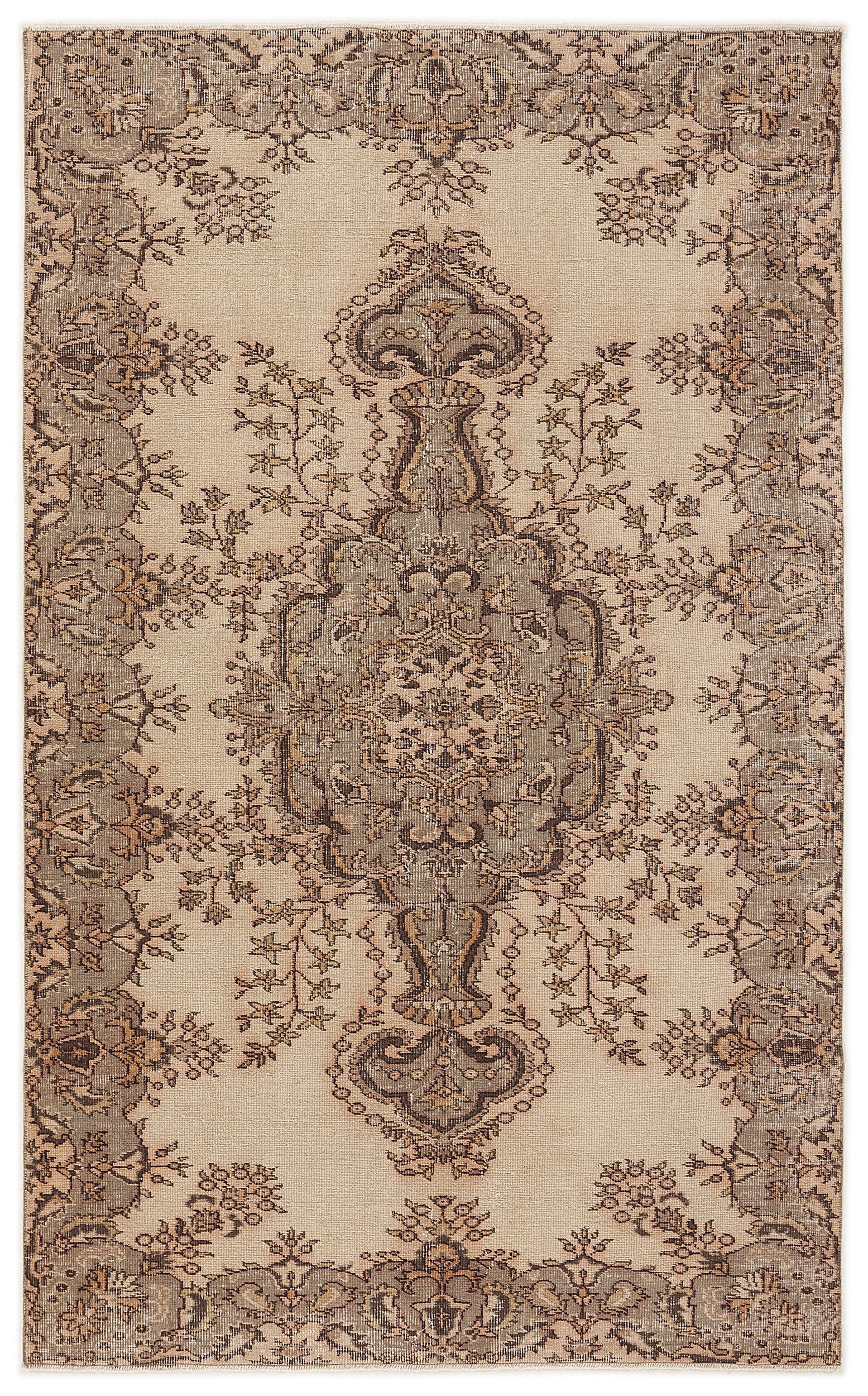 Beige Over Dyed Vintage Rug 5'3'' x 8'6'' ft 160 x 260 cm