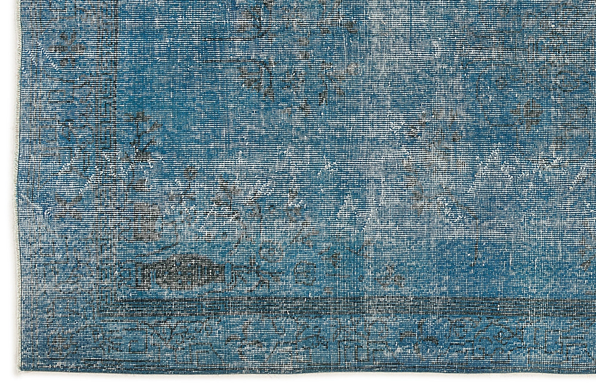 Turquoise Over Dyed Vintage Rug 5'1'' x 9'5'' ft 155 x 287 cm