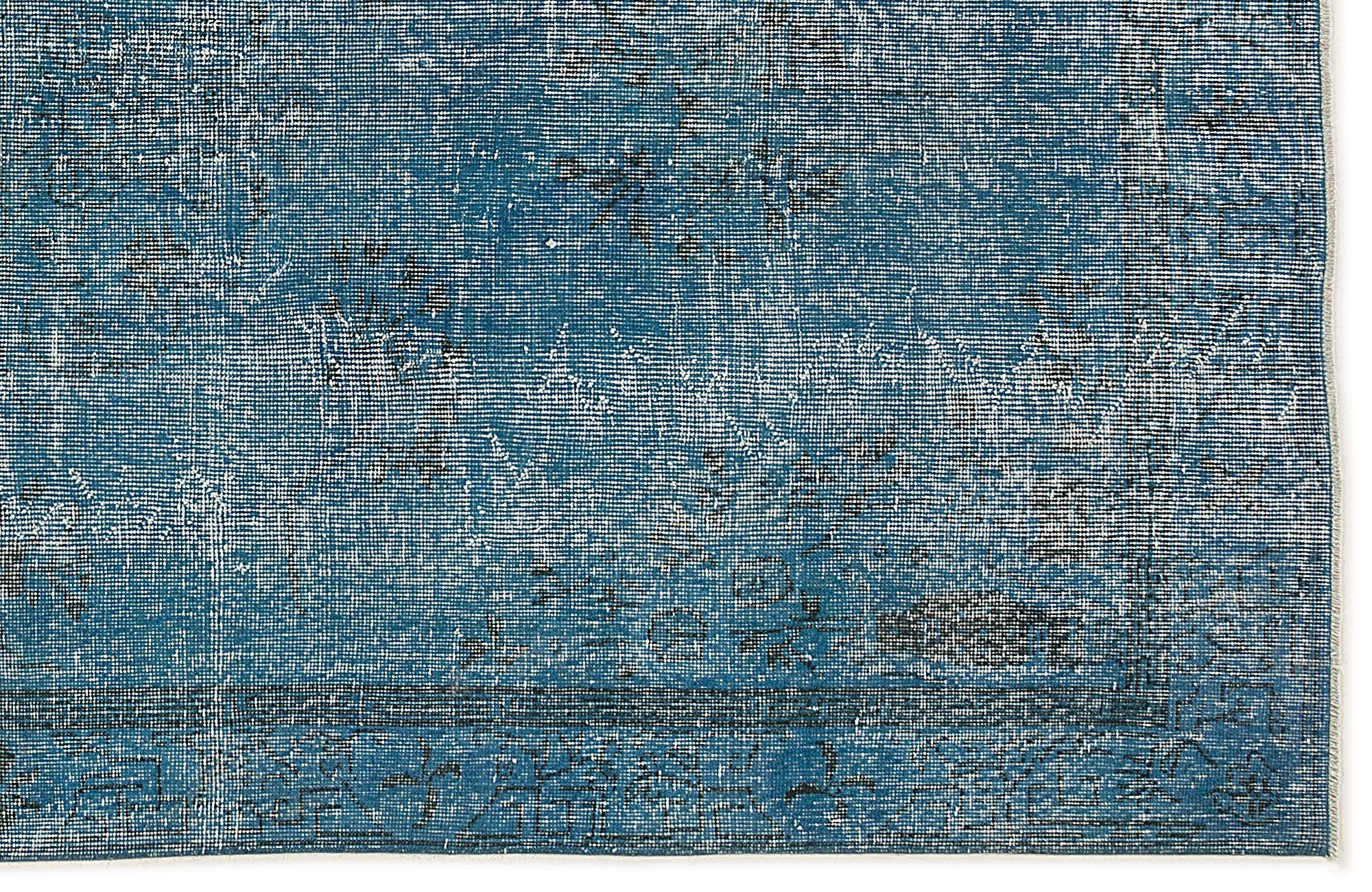 Turquoise Over Dyed Vintage Rug 5'1'' x 9'5'' ft 155 x 287 cm