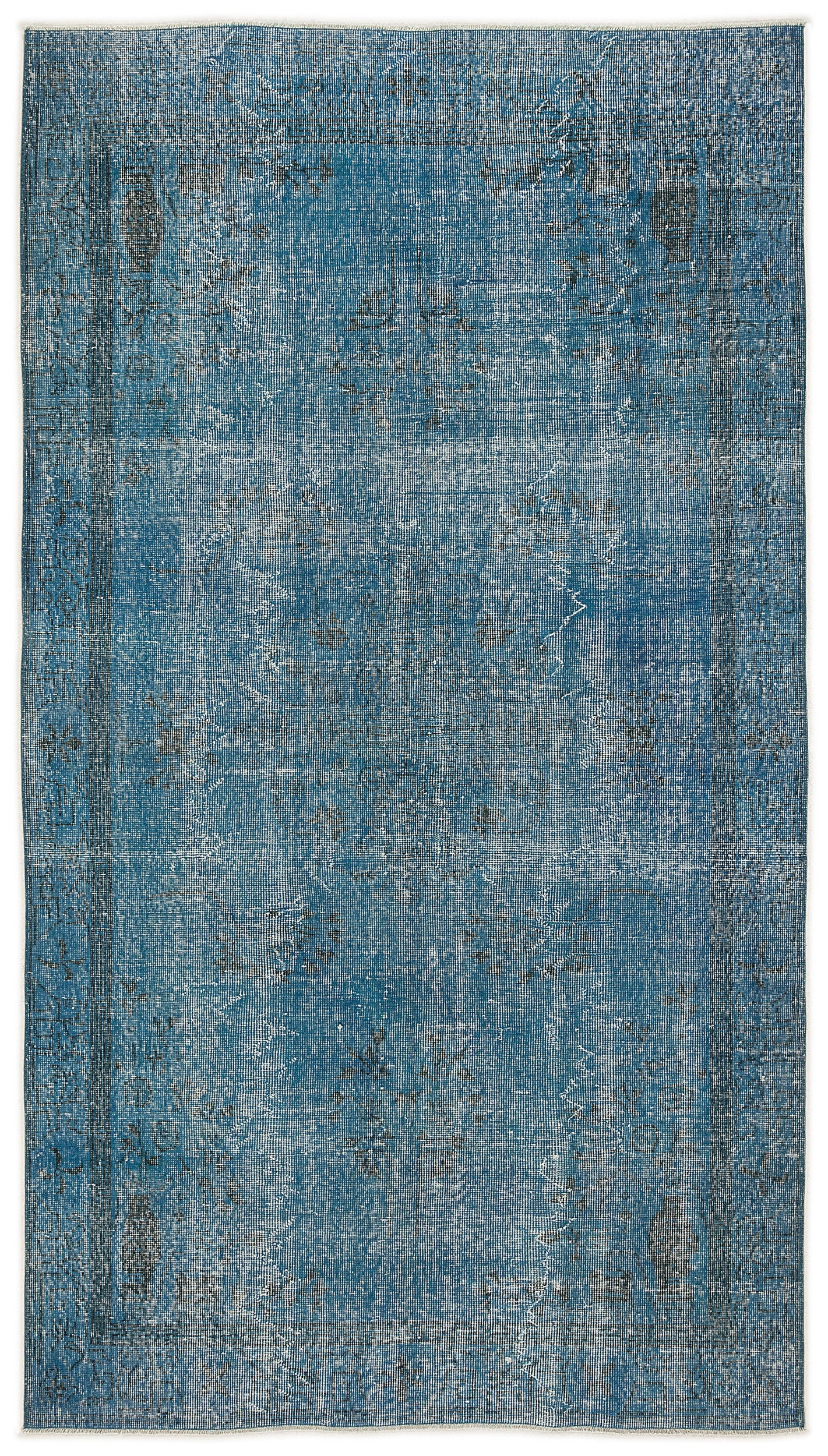 Turquoise Over Dyed Vintage Rug 5'1'' x 9'5'' ft 155 x 287 cm