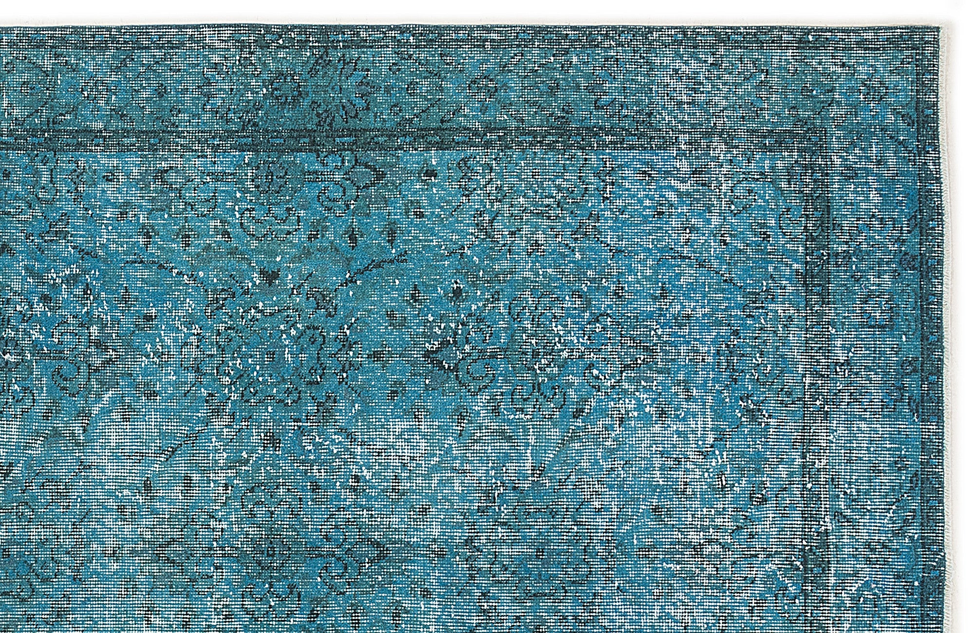 Turquoise Over Dyed Vintage Rug 5'1'' x 9'2'' ft 155 x 280 cm