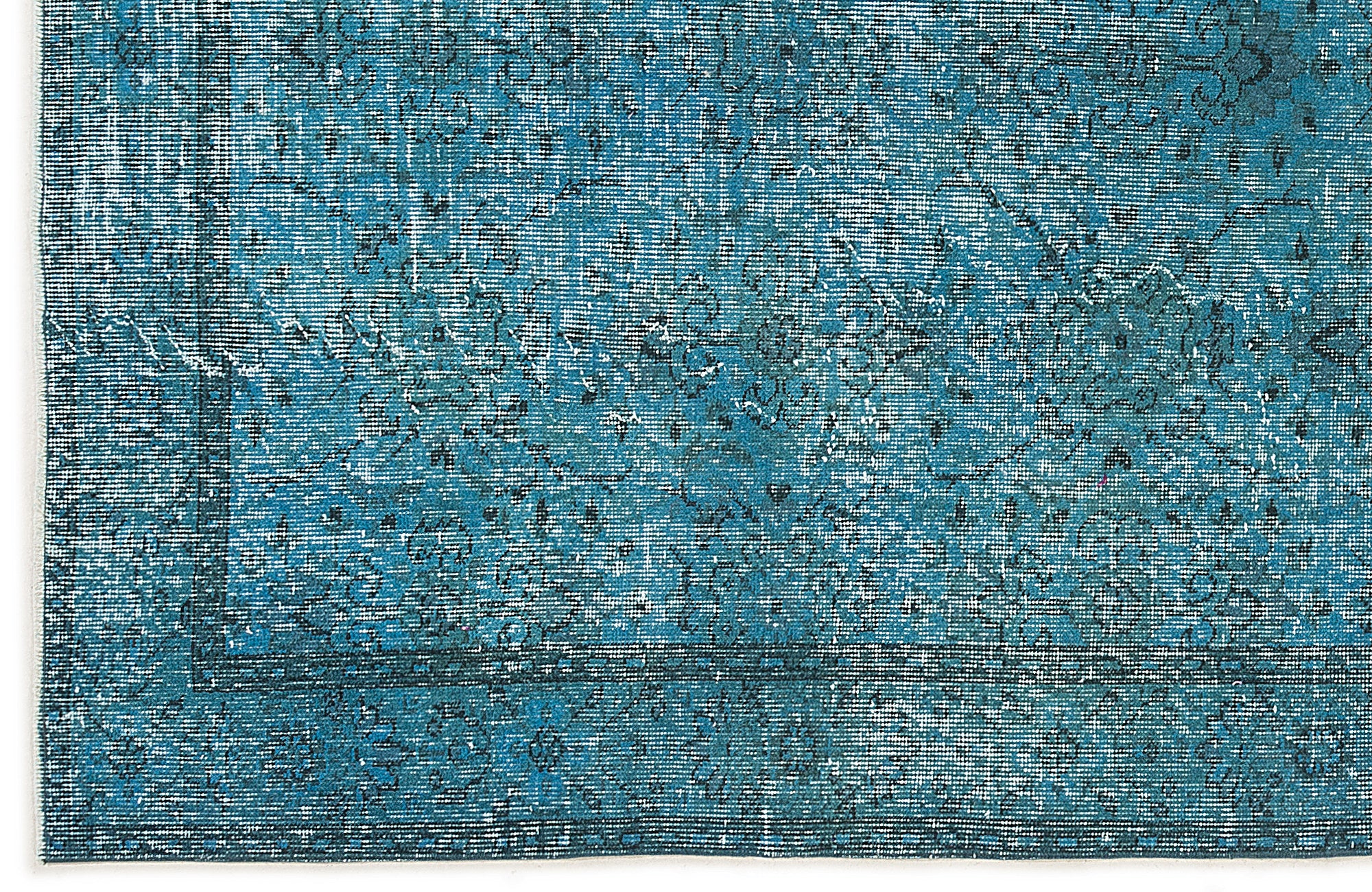 Turquoise Over Dyed Vintage Rug 5'1'' x 9'2'' ft 155 x 280 cm