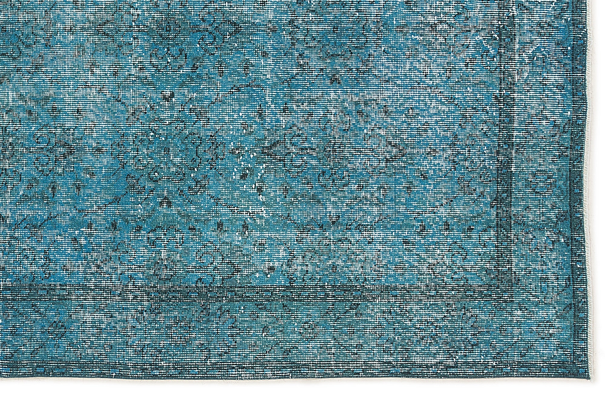 Turquoise Over Dyed Vintage Rug 5'1'' x 9'2'' ft 155 x 280 cm