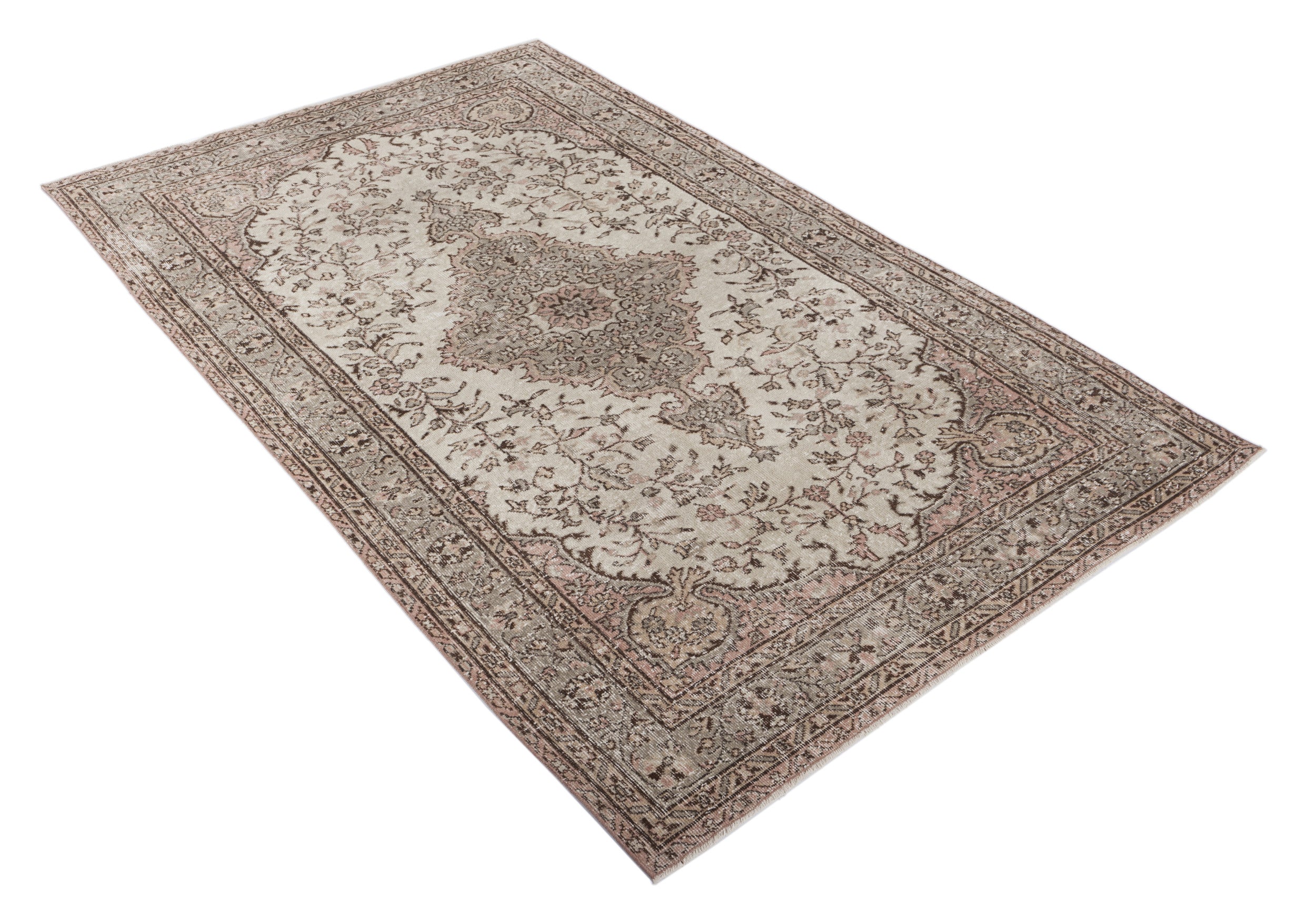 Beige Over Dyed Vintage Rug 5'4'' x 8'11'' ft 162 x 272 cm
