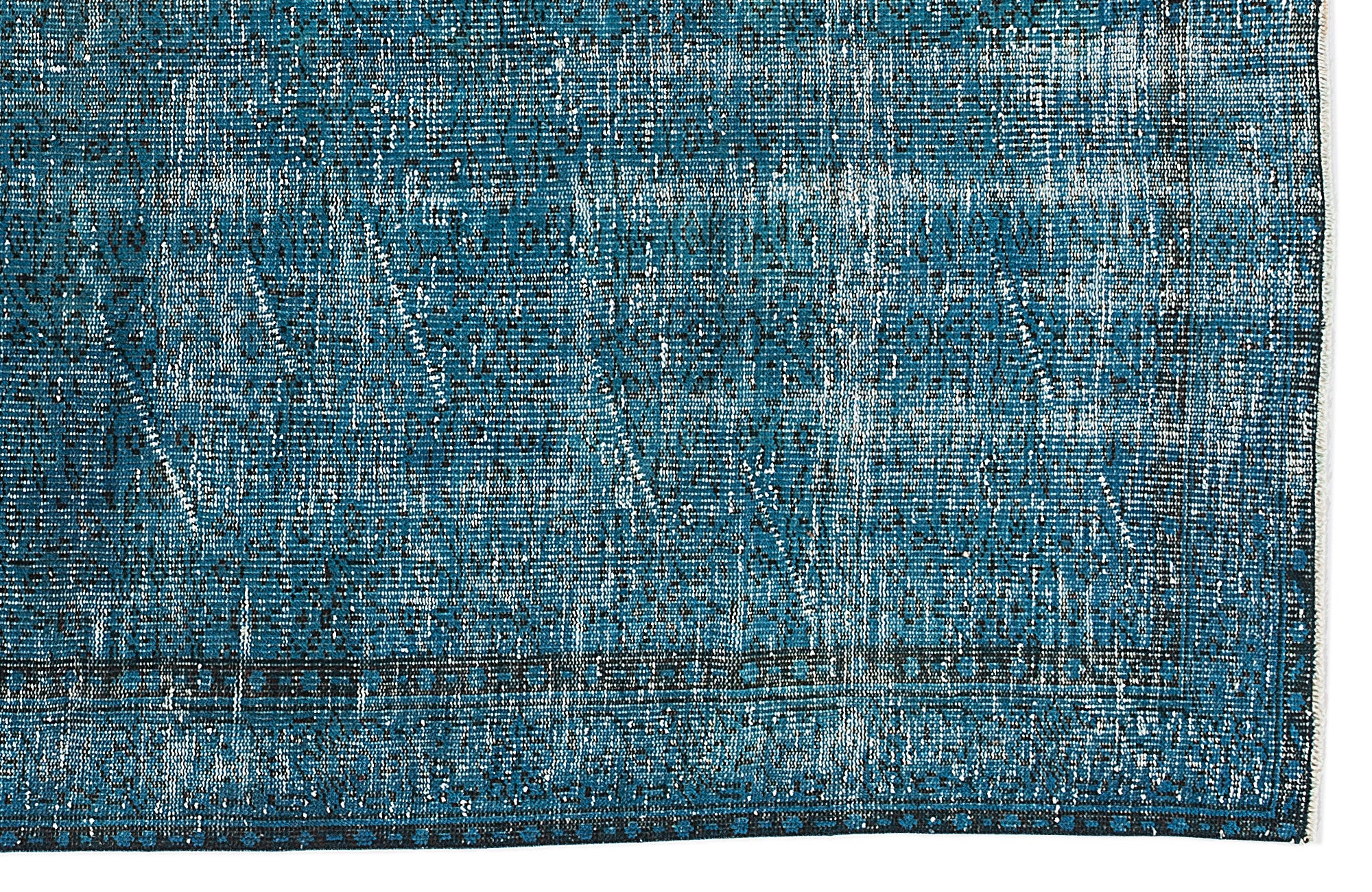 Turquoise Over Dyed Vintage Rug 5'4'' x 8'9'' ft 163 x 267 cm