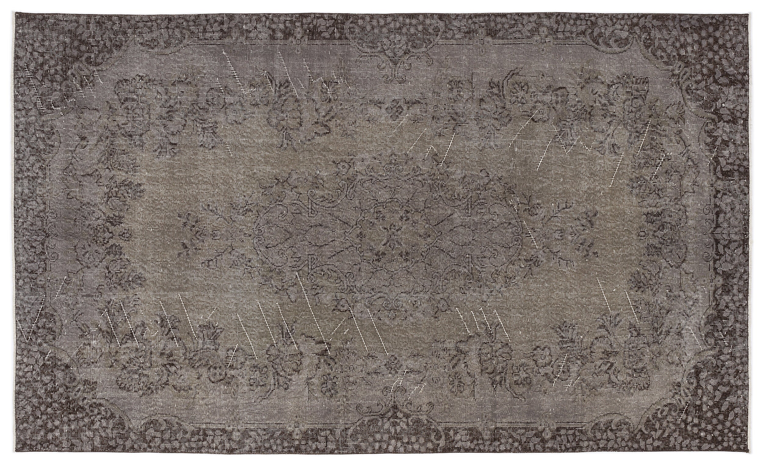 Gray Over Dyed Vintage Rug 5'5'' x 9'1'' ft 164 x 278 cm