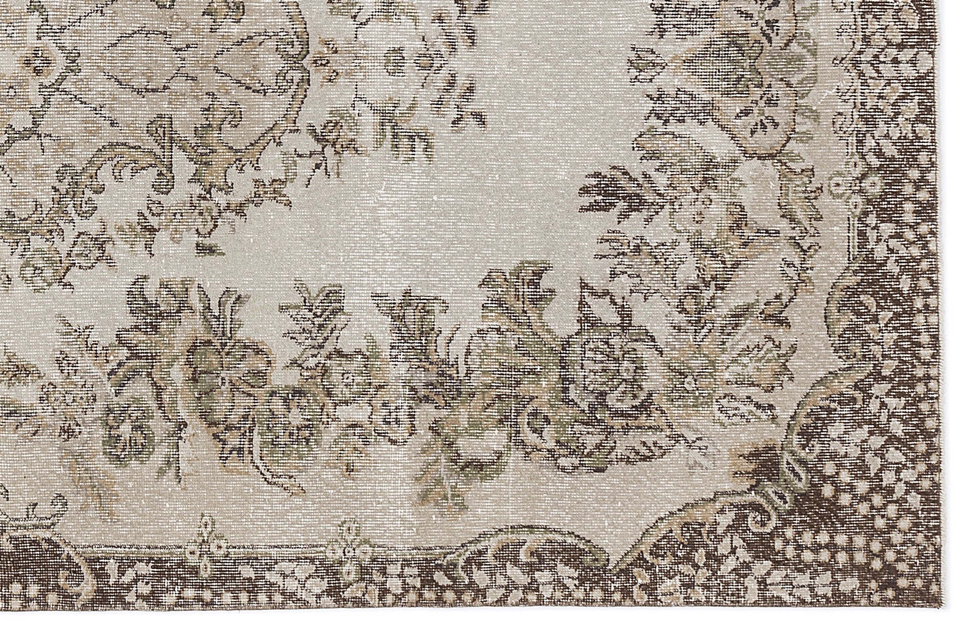 Beige Over Dyed Vintage Rug 5'8'' x 9'3'' ft 173 x 281 cm