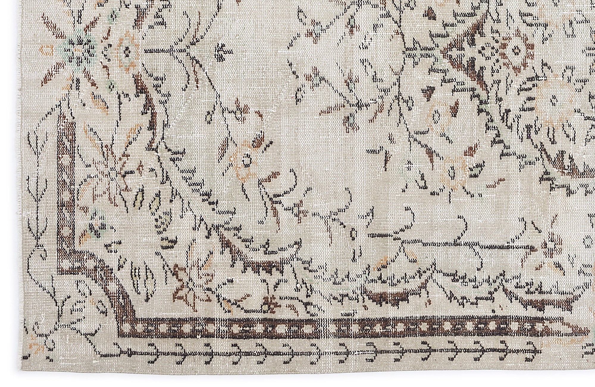 Beige Over Dyed Vintage Rug 5'3'' x 9'0'' ft 159 x 275 cm