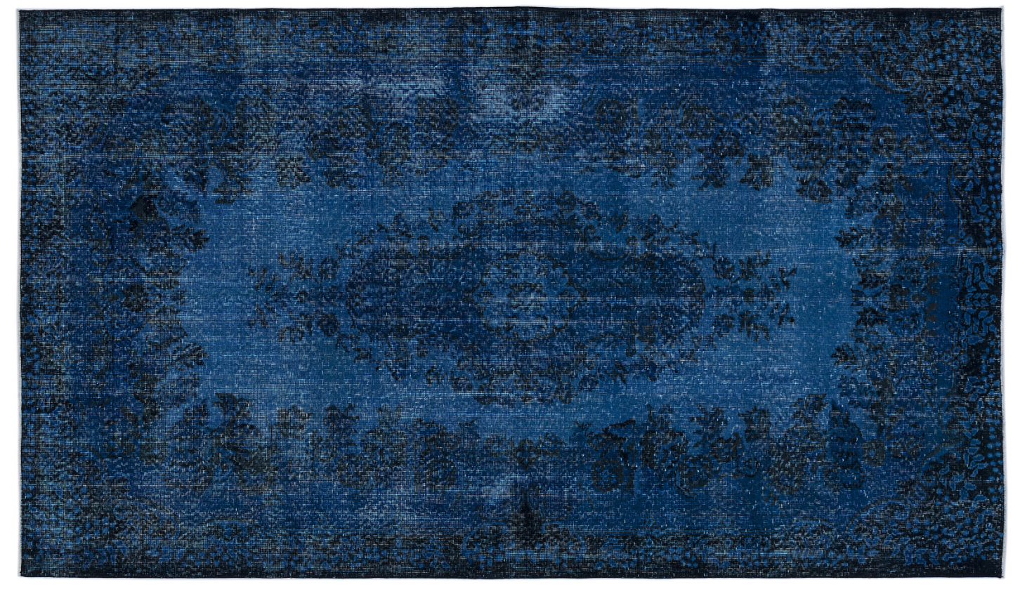 Traditional Design Turquoise Over Dyed Vintage Rug 5'9'' x 9'10'' ft 174 x 300 cm