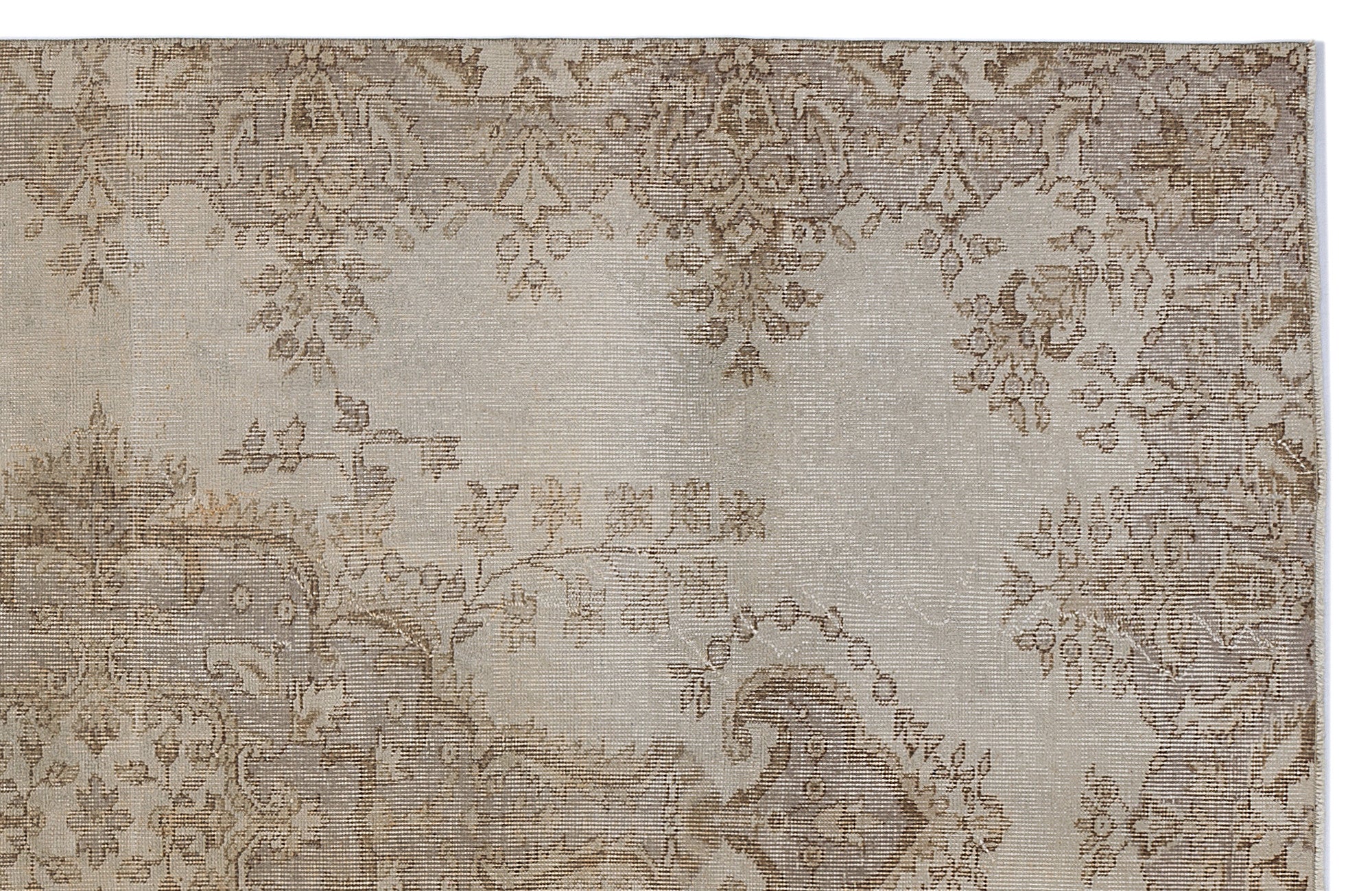 Beige Over Dyed Vintage Rug 5'7'' x 8'6'' ft 170 x 258 cm