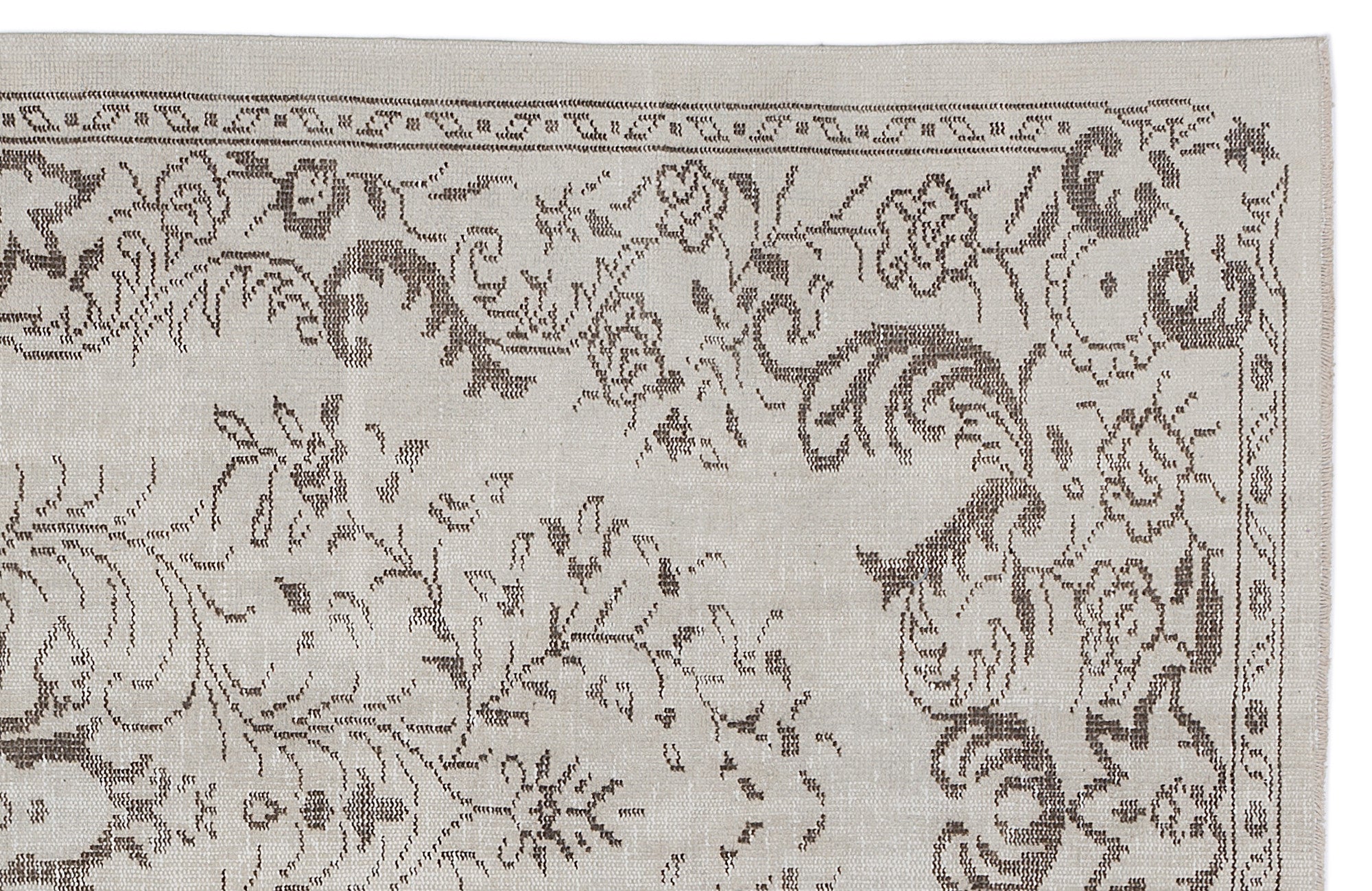 Beige Over Dyed Vintage Rug 5'2'' x 8'11'' ft 158 x 273 cm
