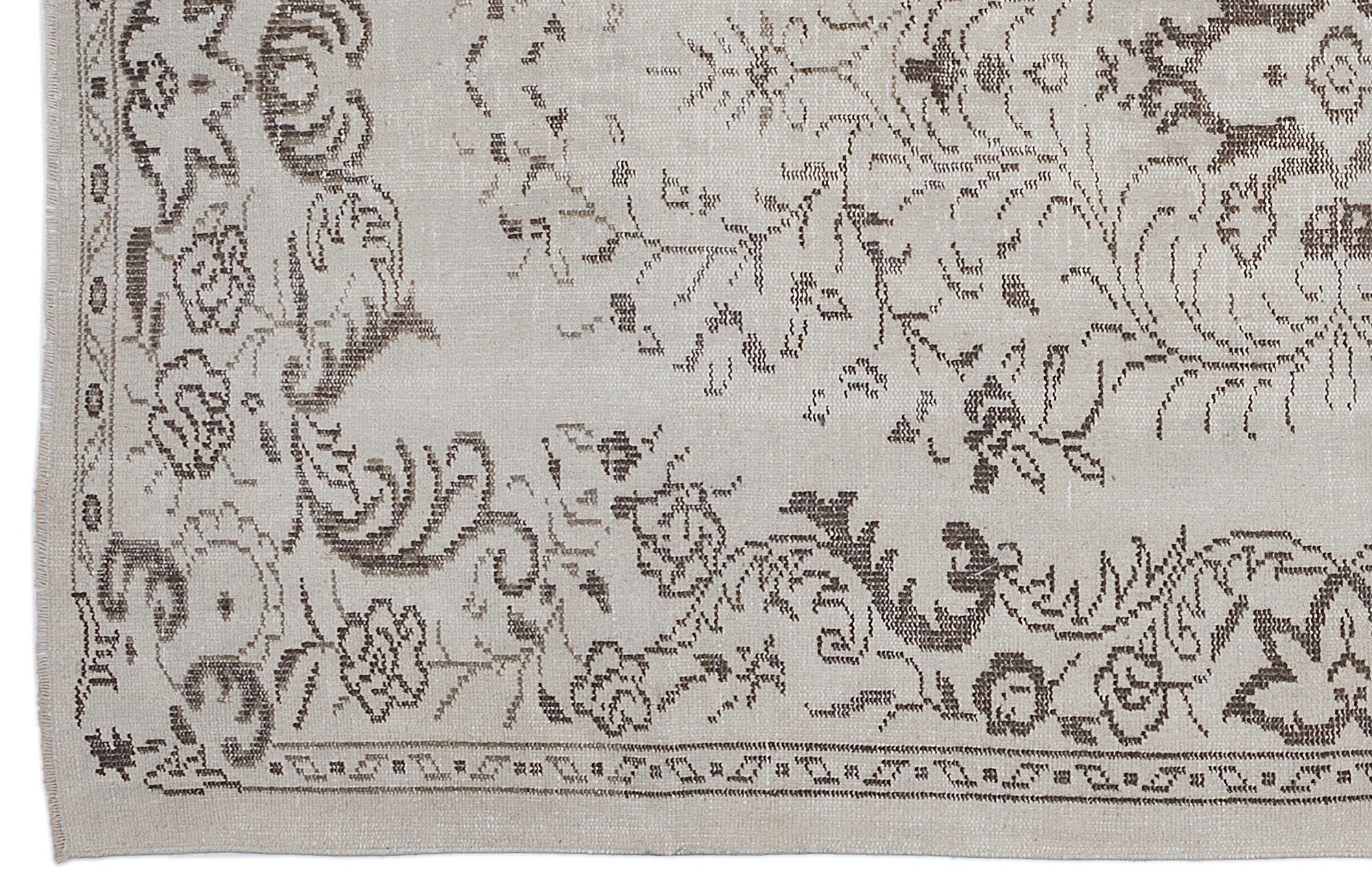 Beige Over Dyed Vintage Rug 5'2'' x 8'11'' ft 158 x 273 cm