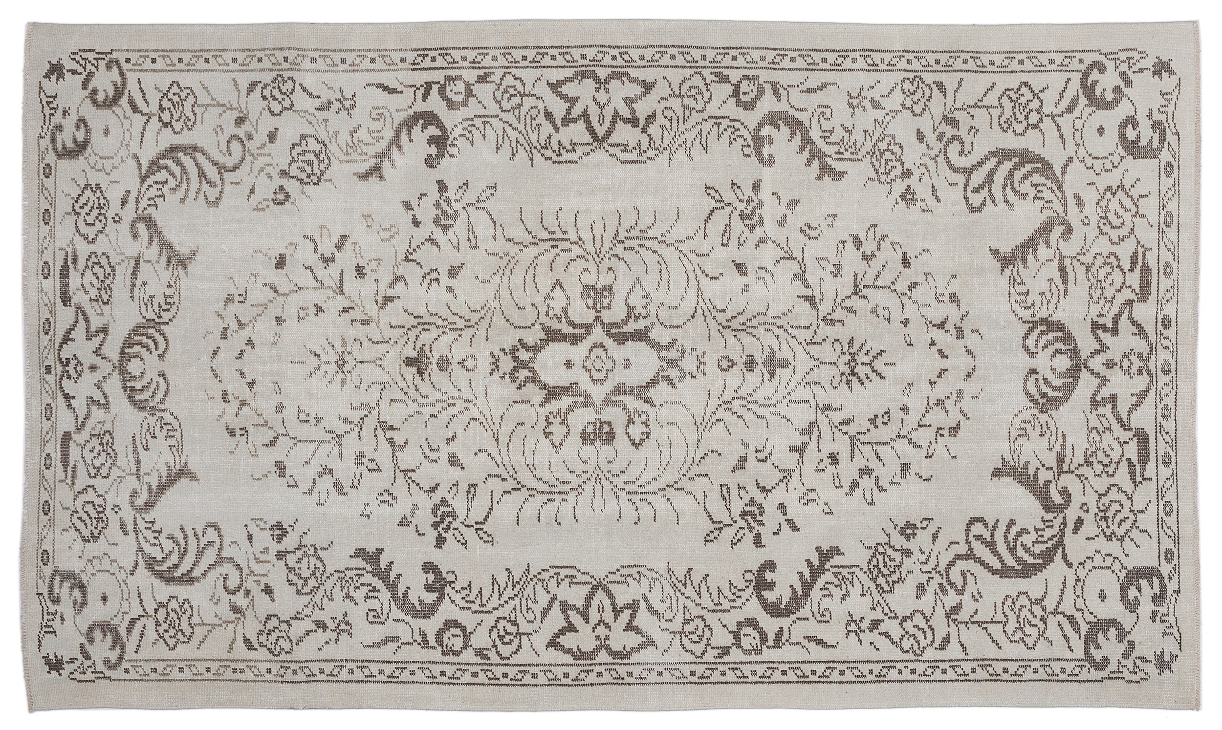 Beige Over Dyed Vintage Rug 5'2'' x 8'11'' ft 158 x 273 cm