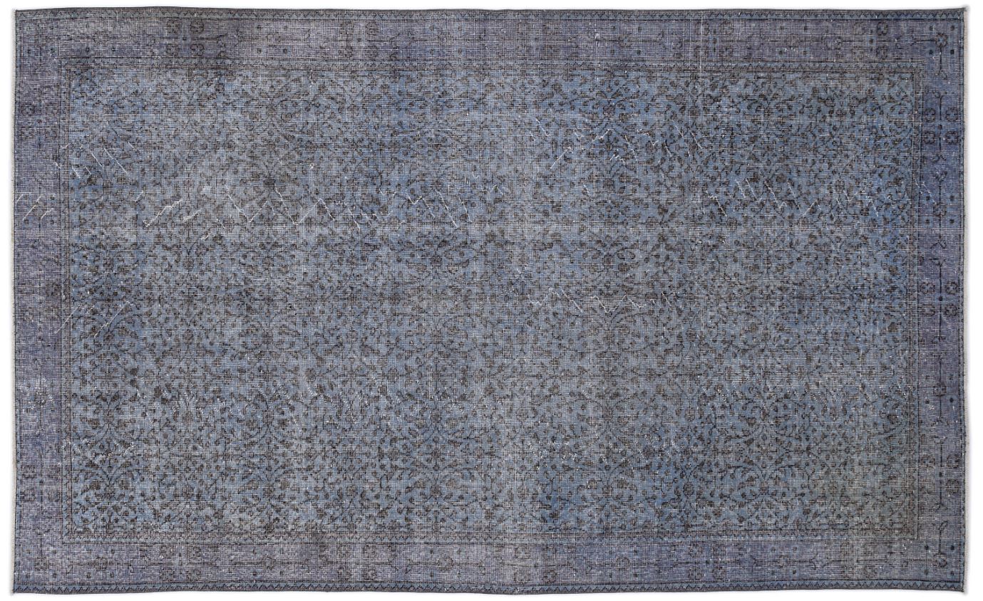 Retro Design Stone Blue Over Dyed Vintage Rug 5'7'' x 9'0'' ft 169 x 275 cm