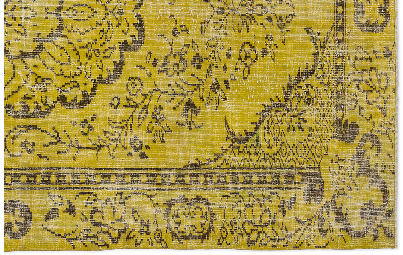 Traditional Design Yellow Over Dyed Vintage Rug 5'5'' x 9'1'' ft 164 x 276 cm