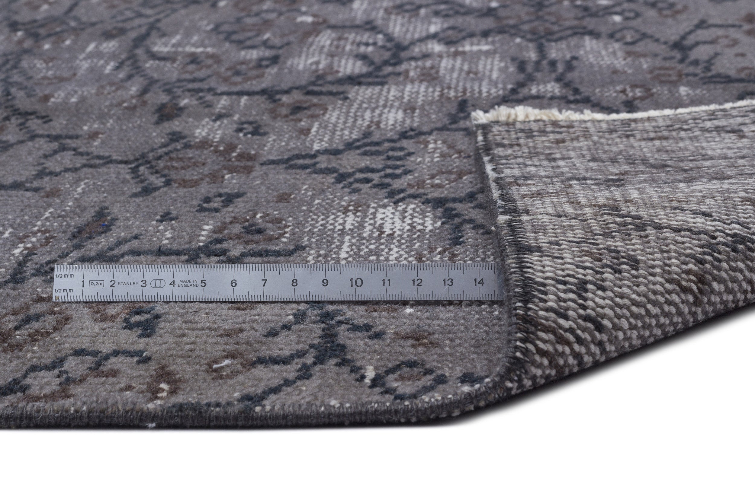 Gray Over Dyed Vintage Rug 5'4'' x 9'1'' ft 162 x 278 cm