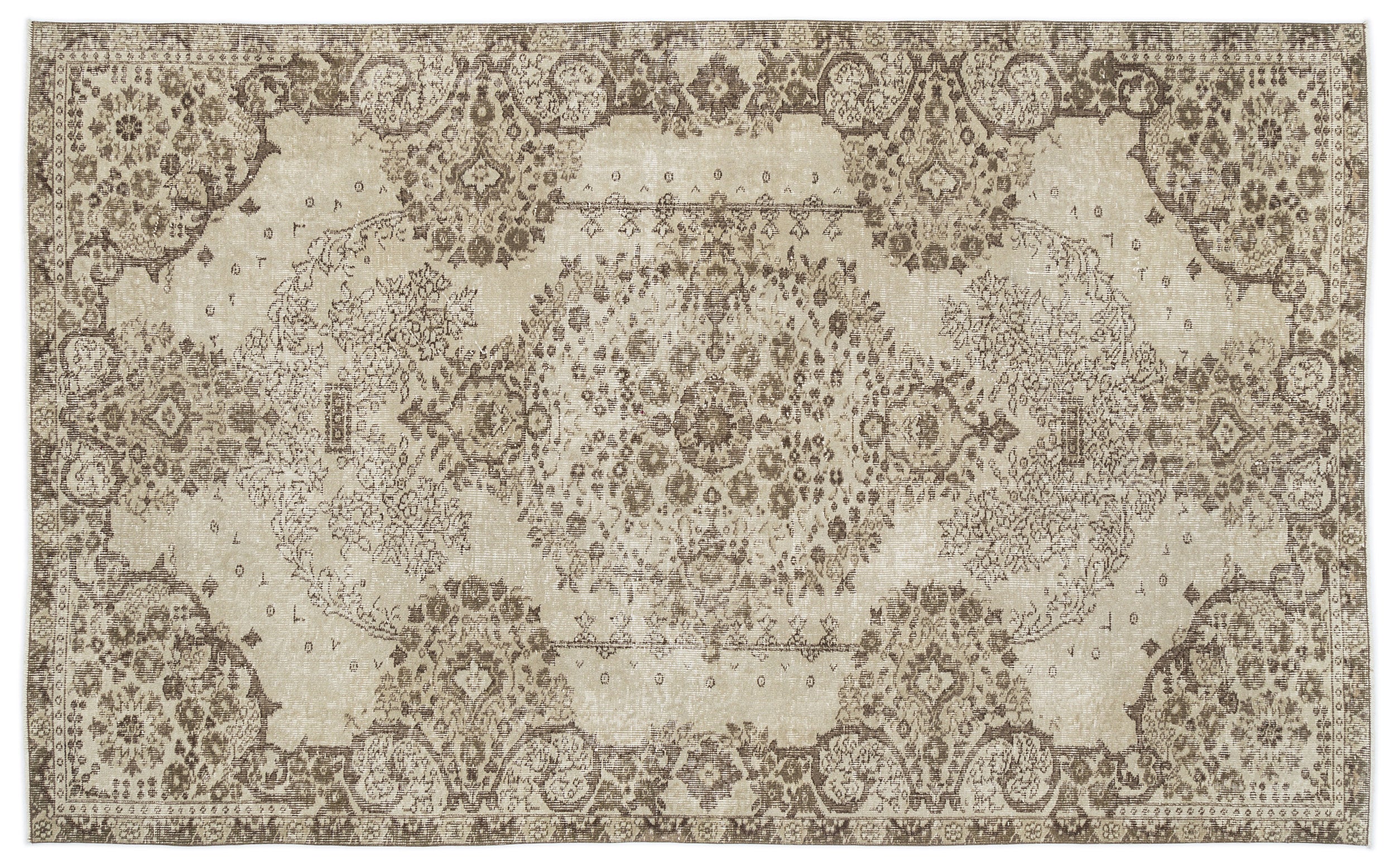 Beige Over Dyed Vintage Rug 5'3'' x 8'8'' ft 160 x 264 cm