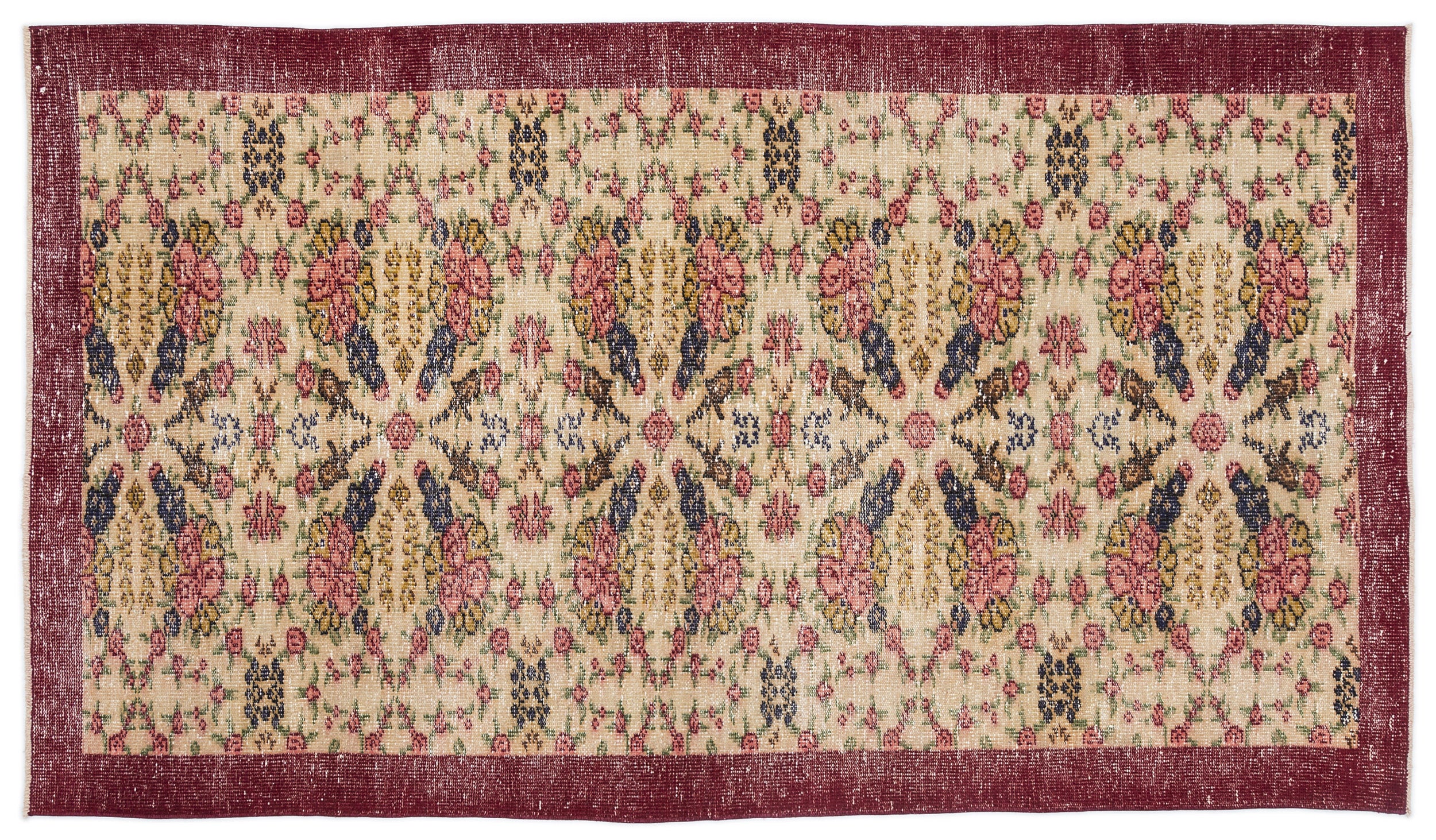 Retro Over Dyed Vintage Rug 4'4'' x 7'9'' ft 132 x 237 cm