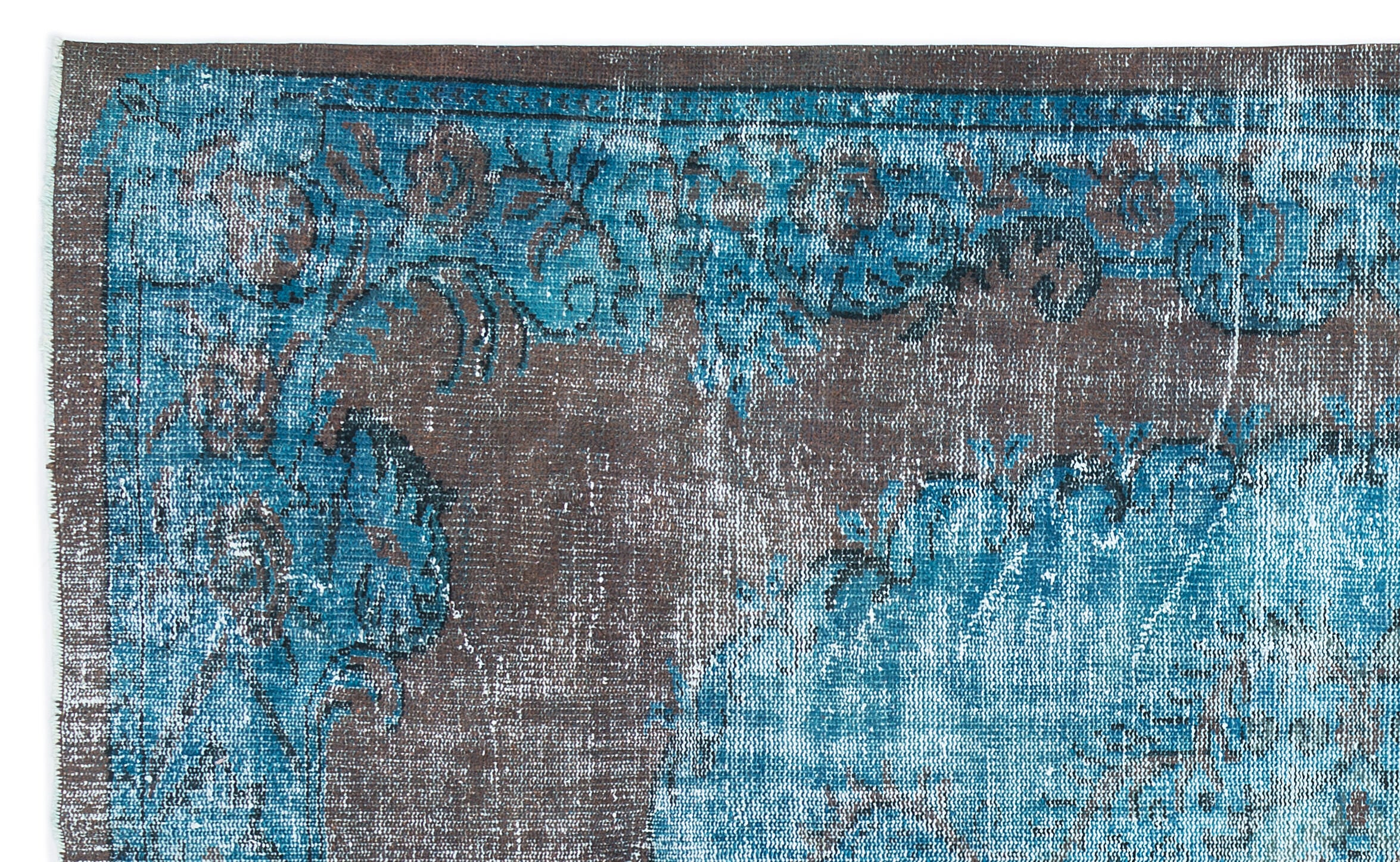 Traditional Design Blue Over Dyed Vintage Rug 6'1'' x 9'7'' ft 186 x 293 cm