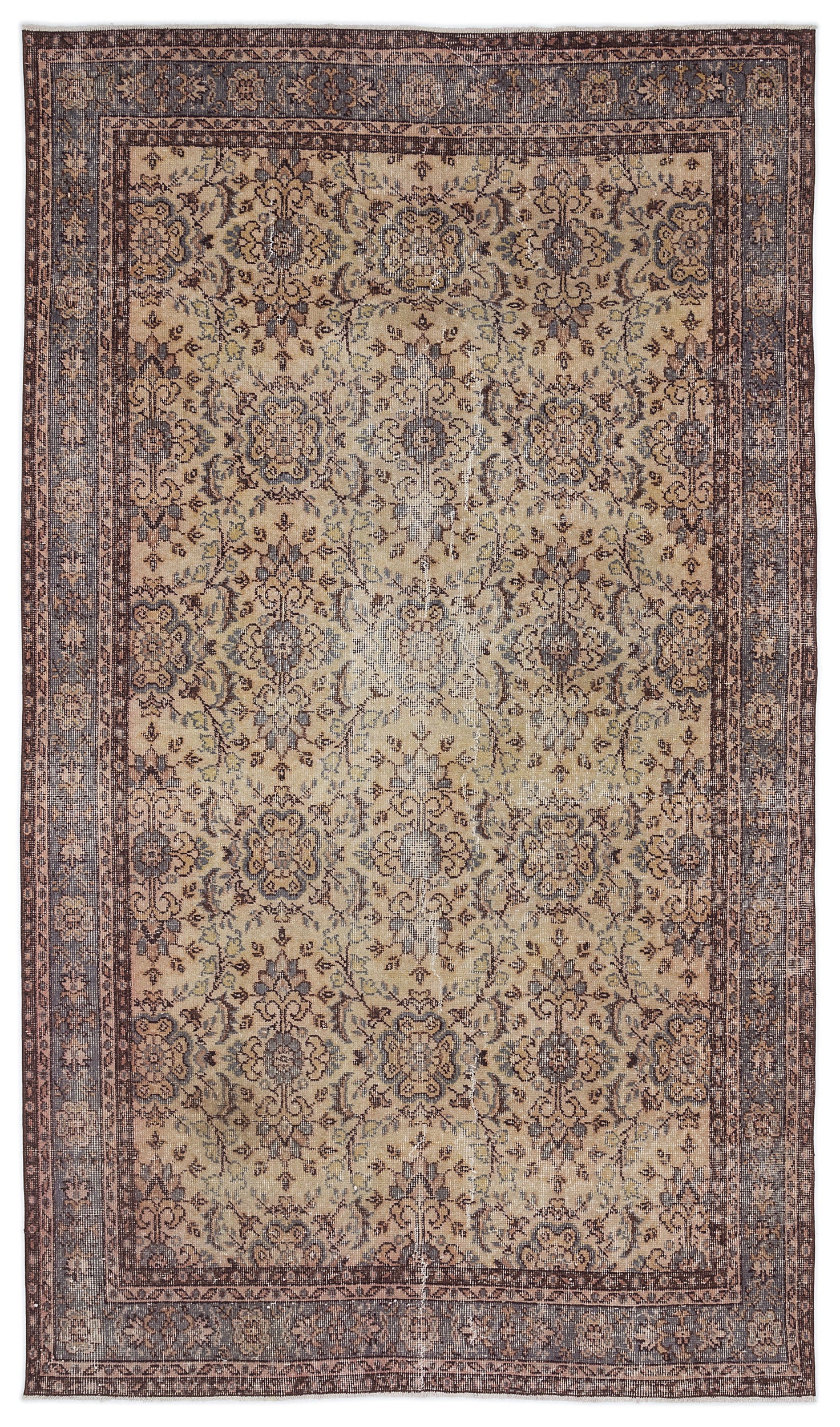 Naturel Over Dyed Vintage Rug 5'1'' x 8'11'' ft 155 x 273 cm