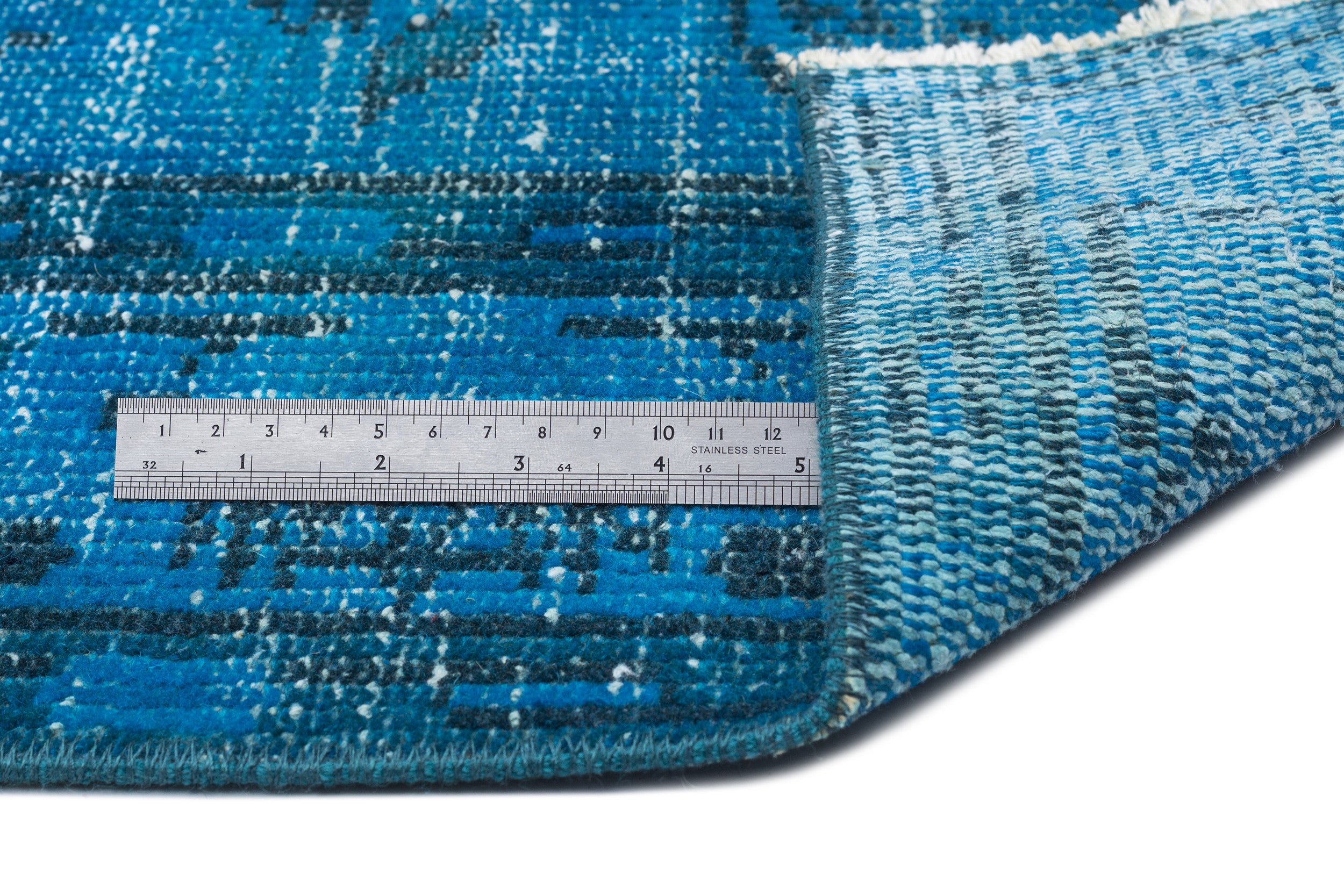 Turquoise Over Dyed Vintage Rug 5'2'' x 8'1'' ft 157 x 247 cm