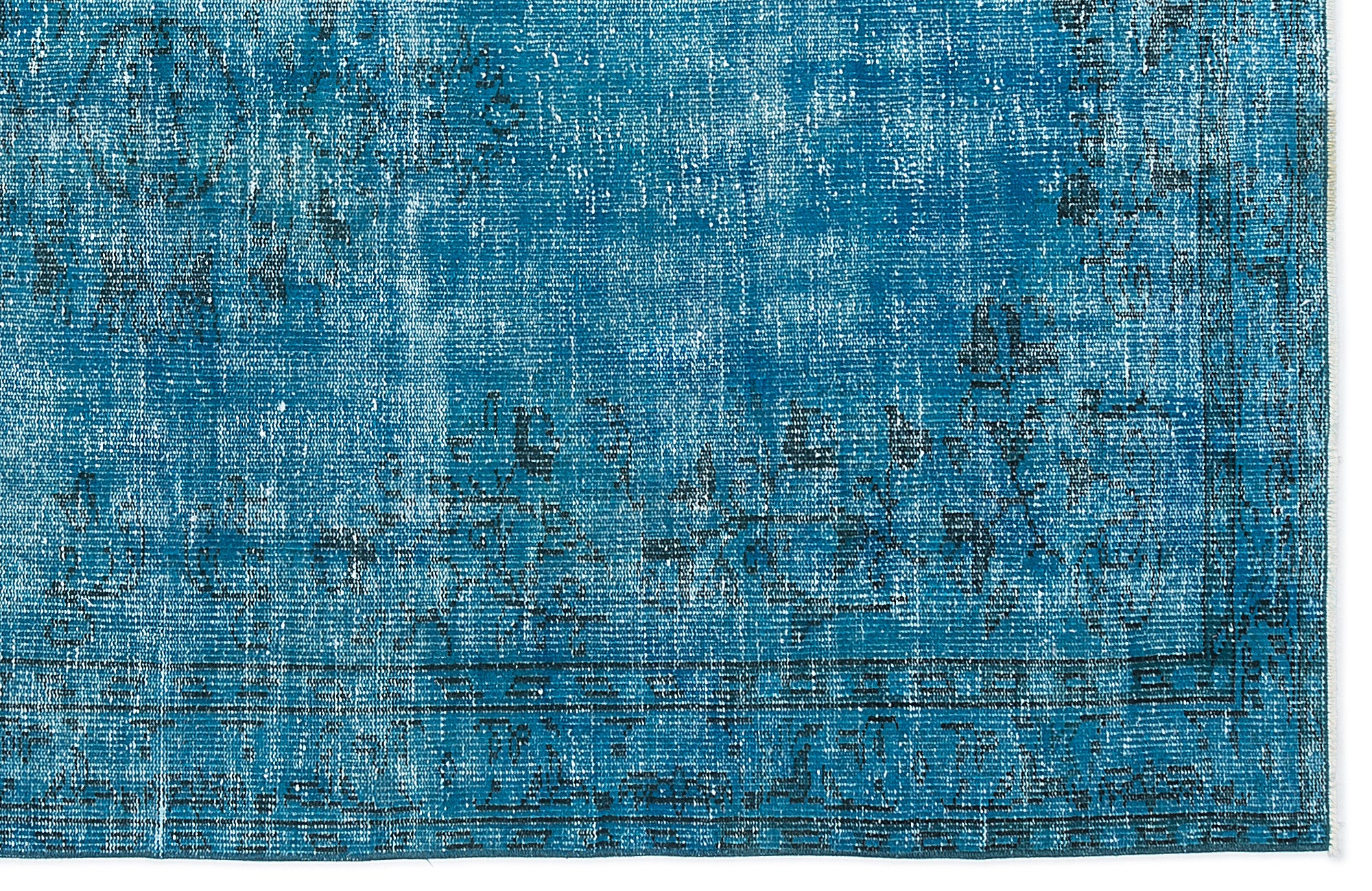Turquoise Over Dyed Vintage Rug 5'2'' x 8'1'' ft 157 x 247 cm