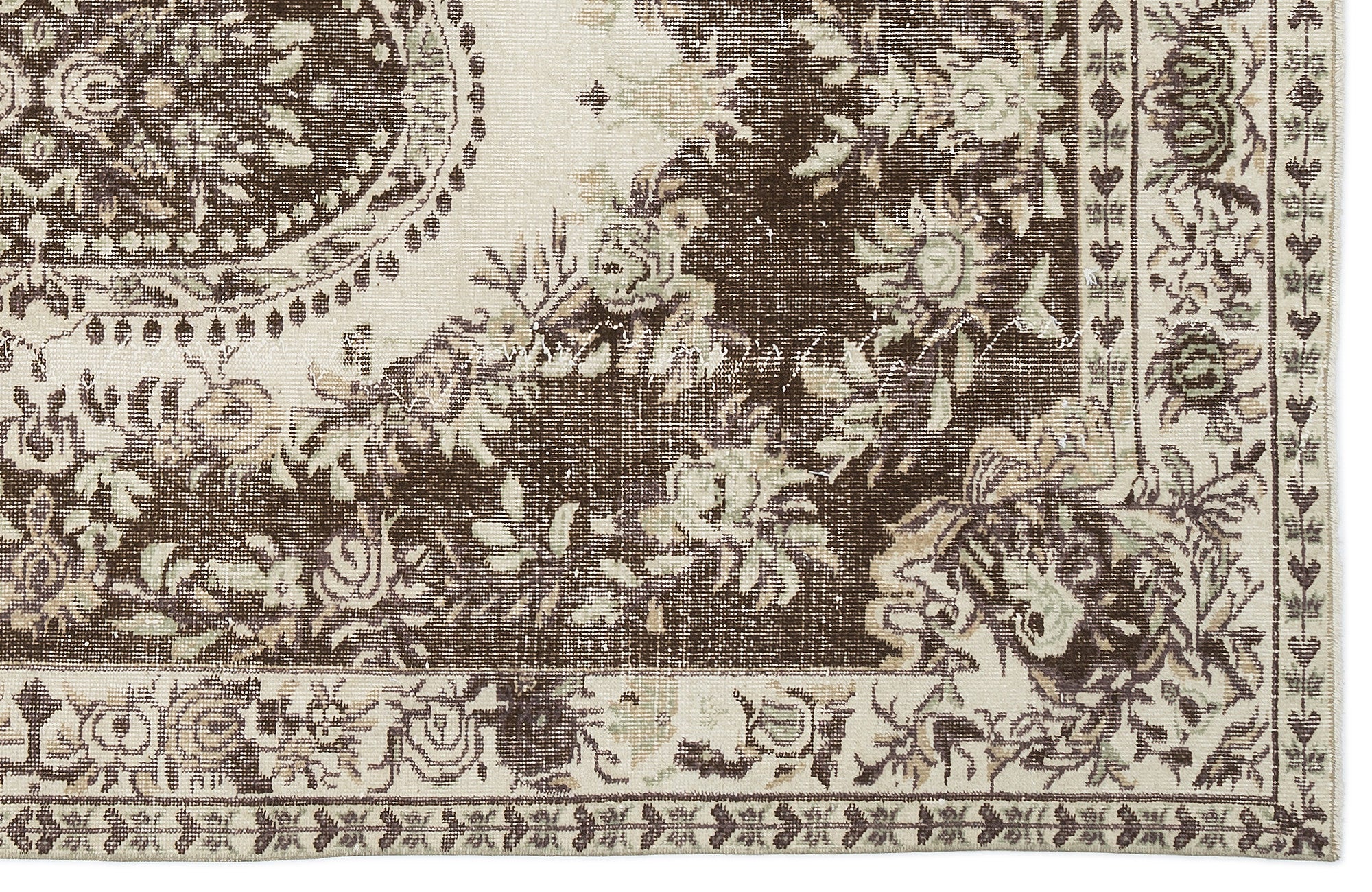 Beige Over Dyed Vintage Rug 5'3'' x 8'11'' ft 159 x 271 cm