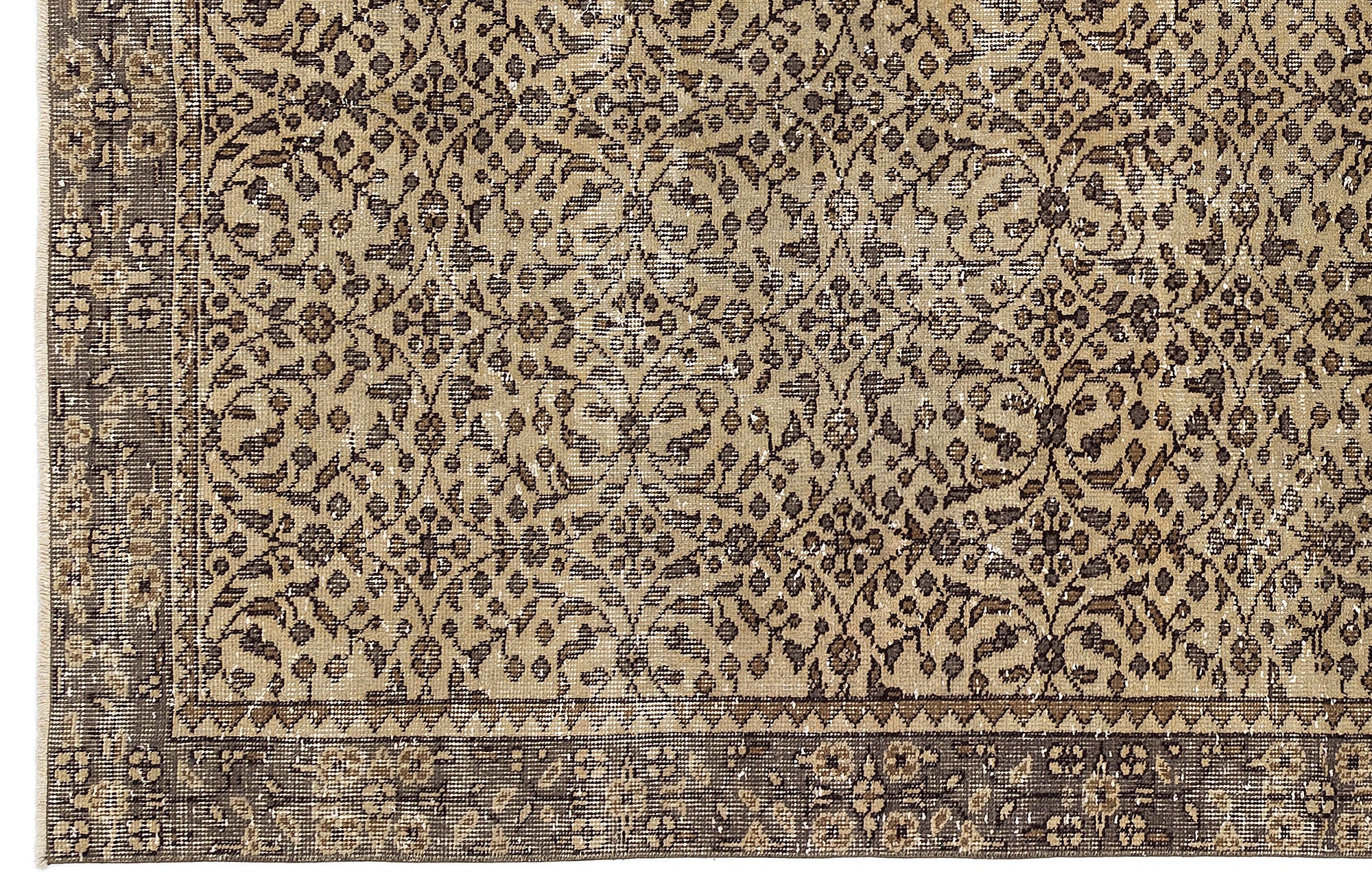 Brown Over Dyed Vintage Rug 5'1'' x 8'11'' ft 156 x 272 cm