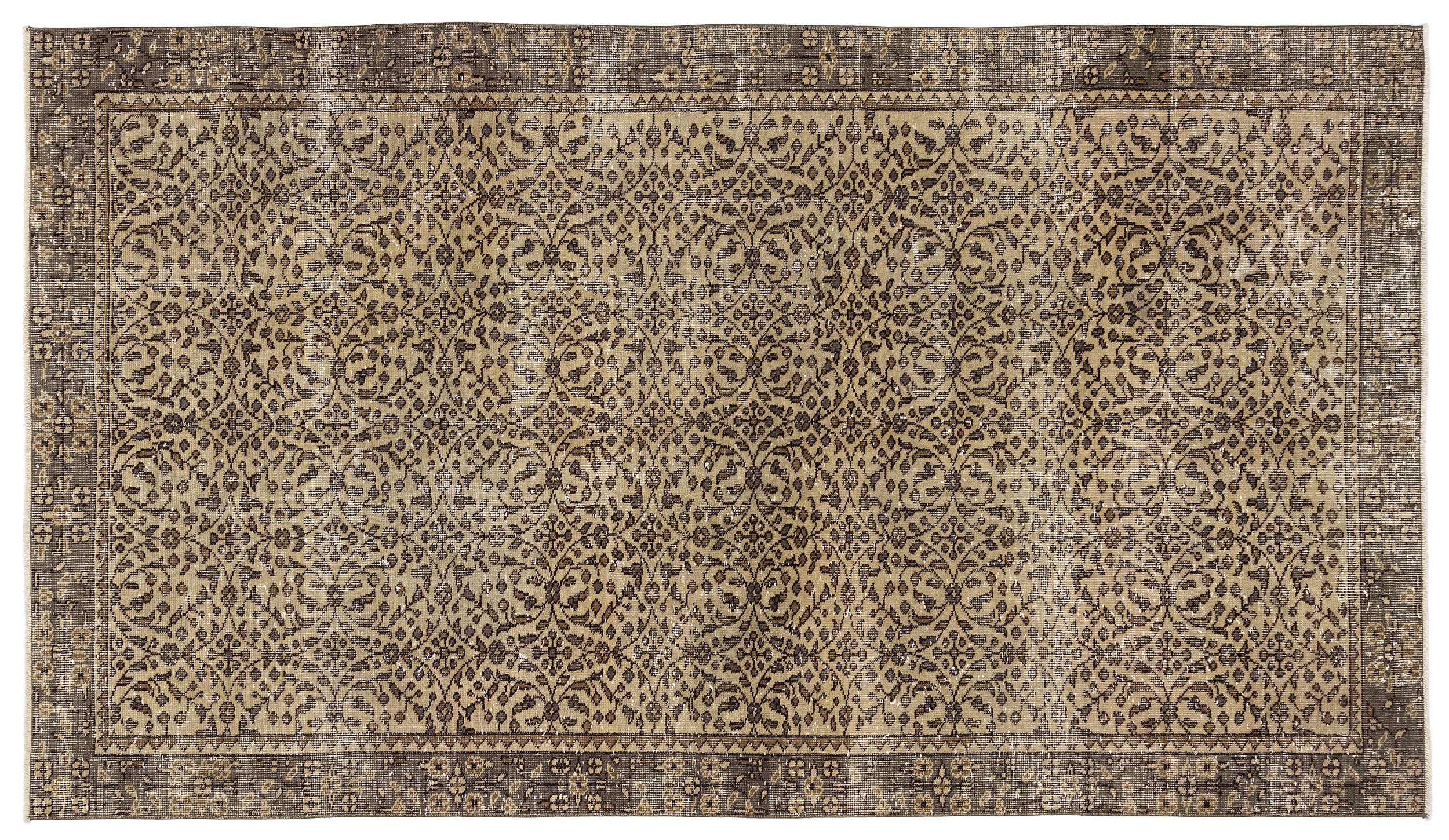 Brown Over Dyed Vintage Rug 5'1'' x 8'11'' ft 156 x 272 cm