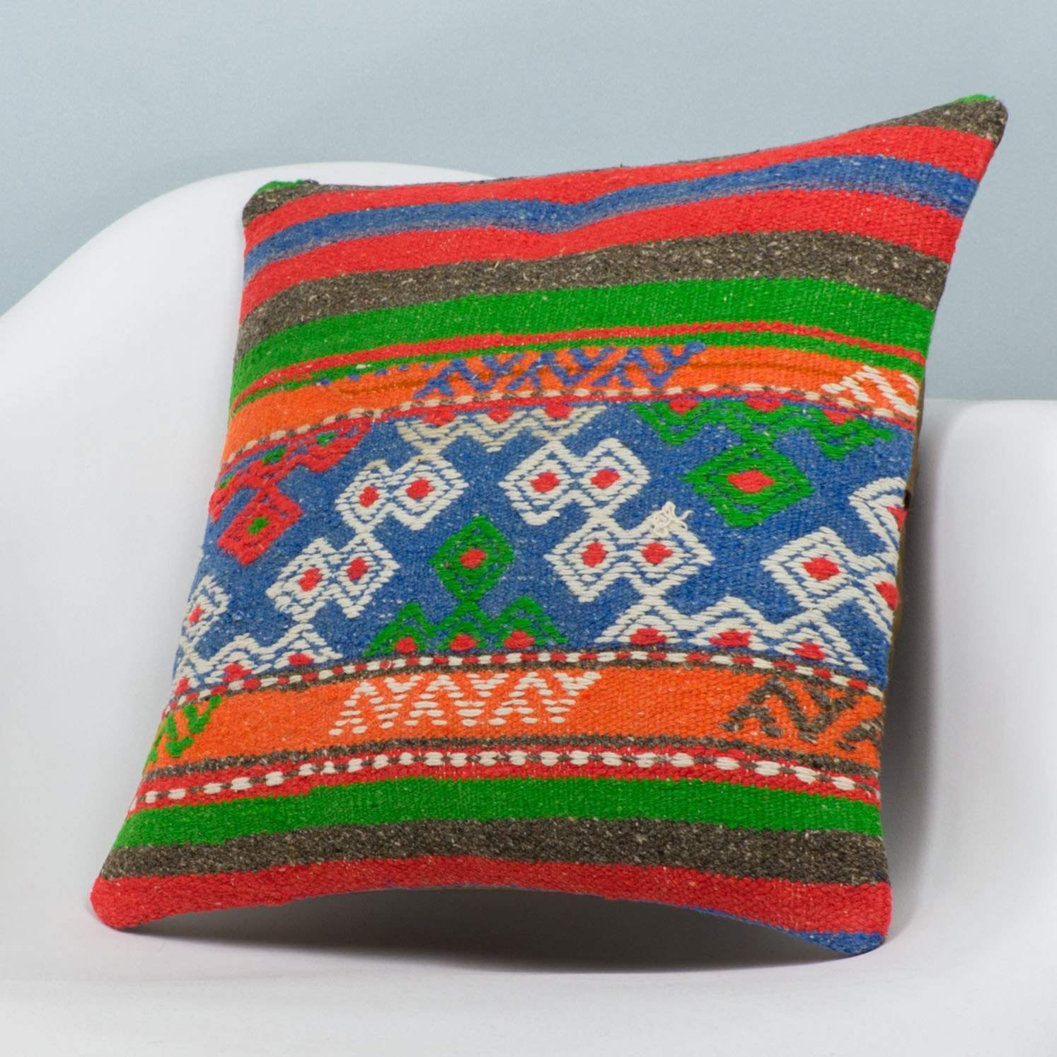 Anatolian Multi Color Kilim Pillow Cover 16x16 3653 - kilimpillowstore
- 2