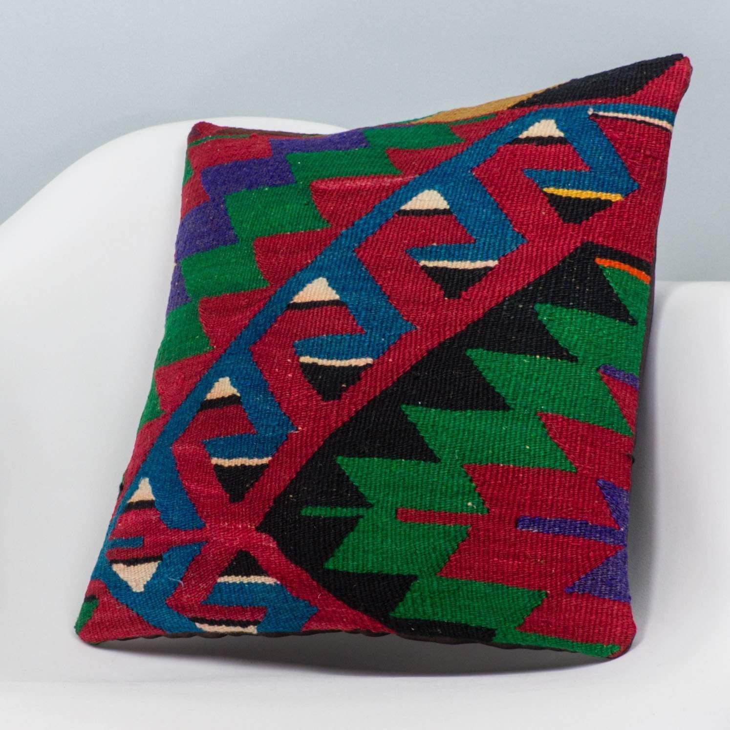 Chevron Multi Color Kilim Pillow Cover 16x16 3291 - kilimpillowstore
- 2