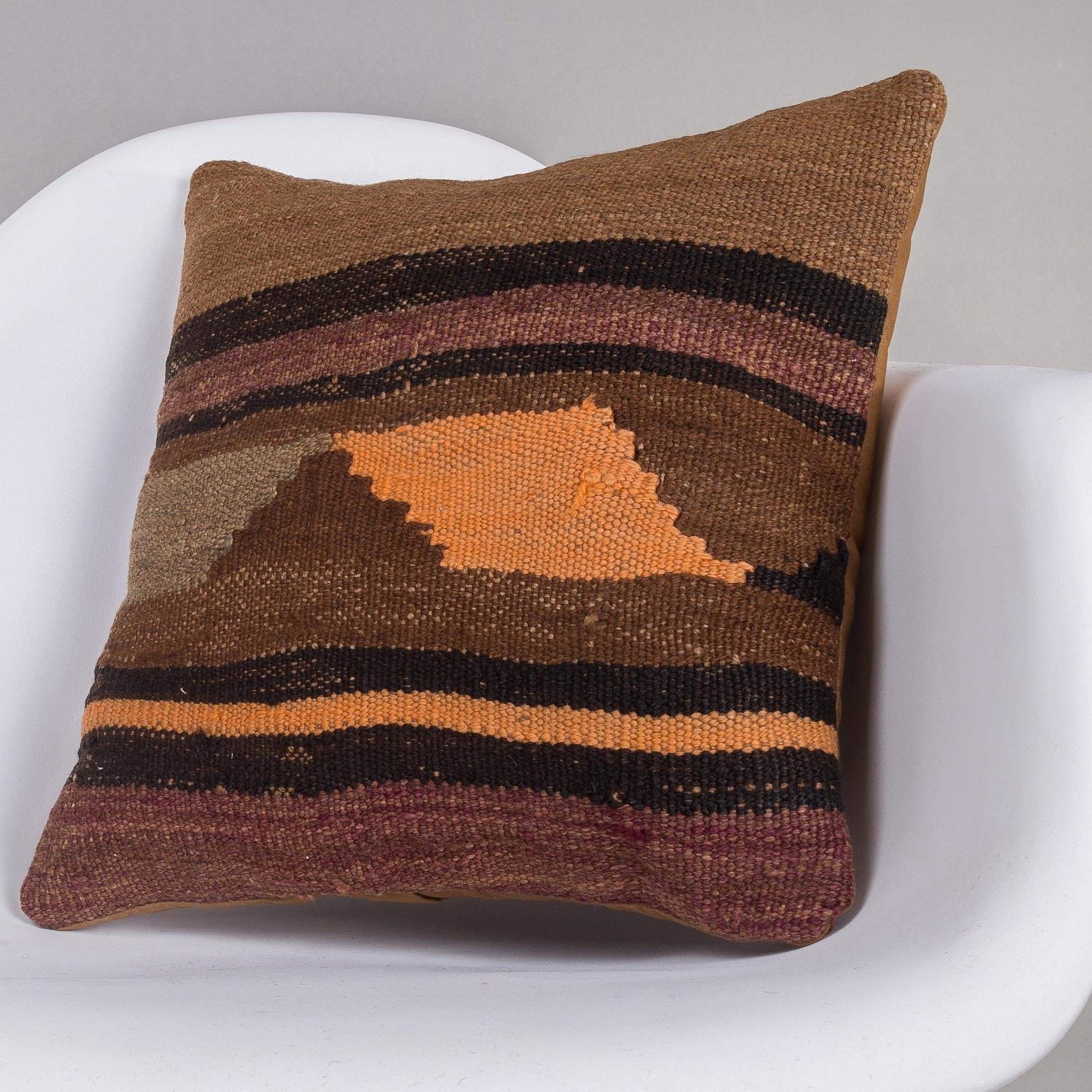 Geometric Brown Kilim Pillow Cover 16x16 4645 - kilimpillowstore
- 2