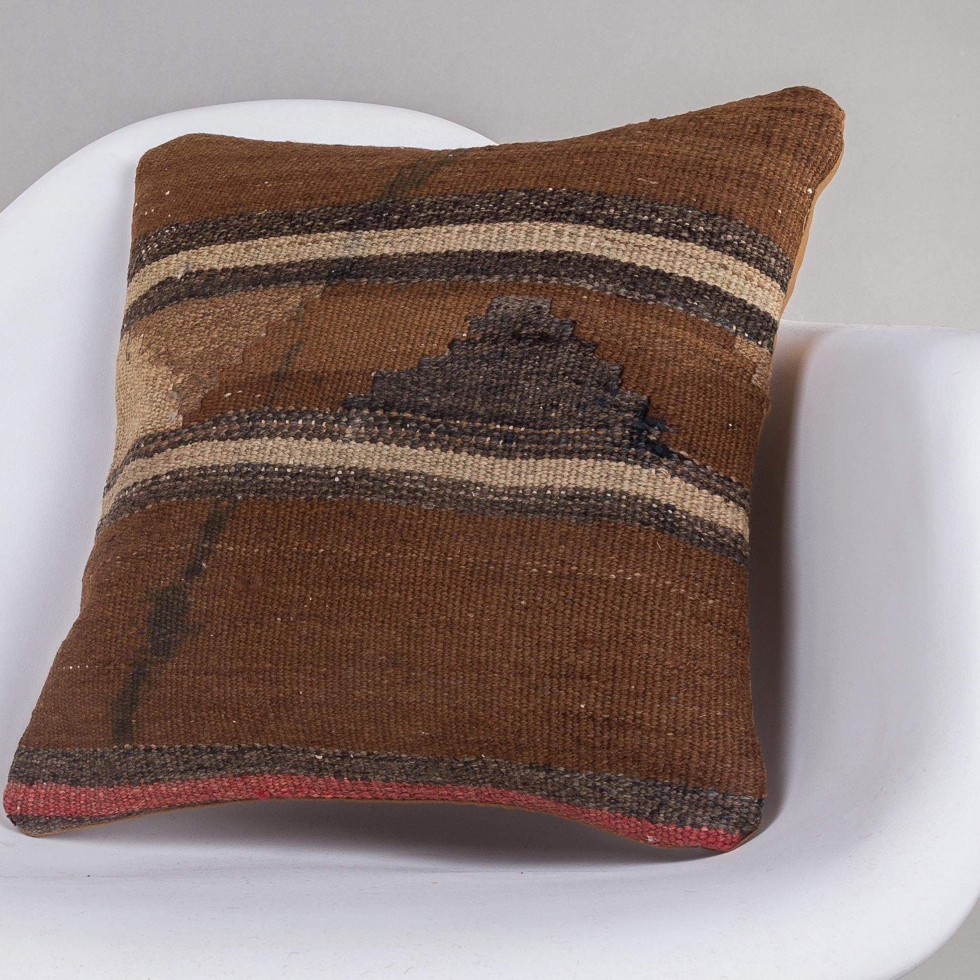 Geometric Brown Kilim Pillow Cover 16x16 4664 - kilimpillowstore
- 2
