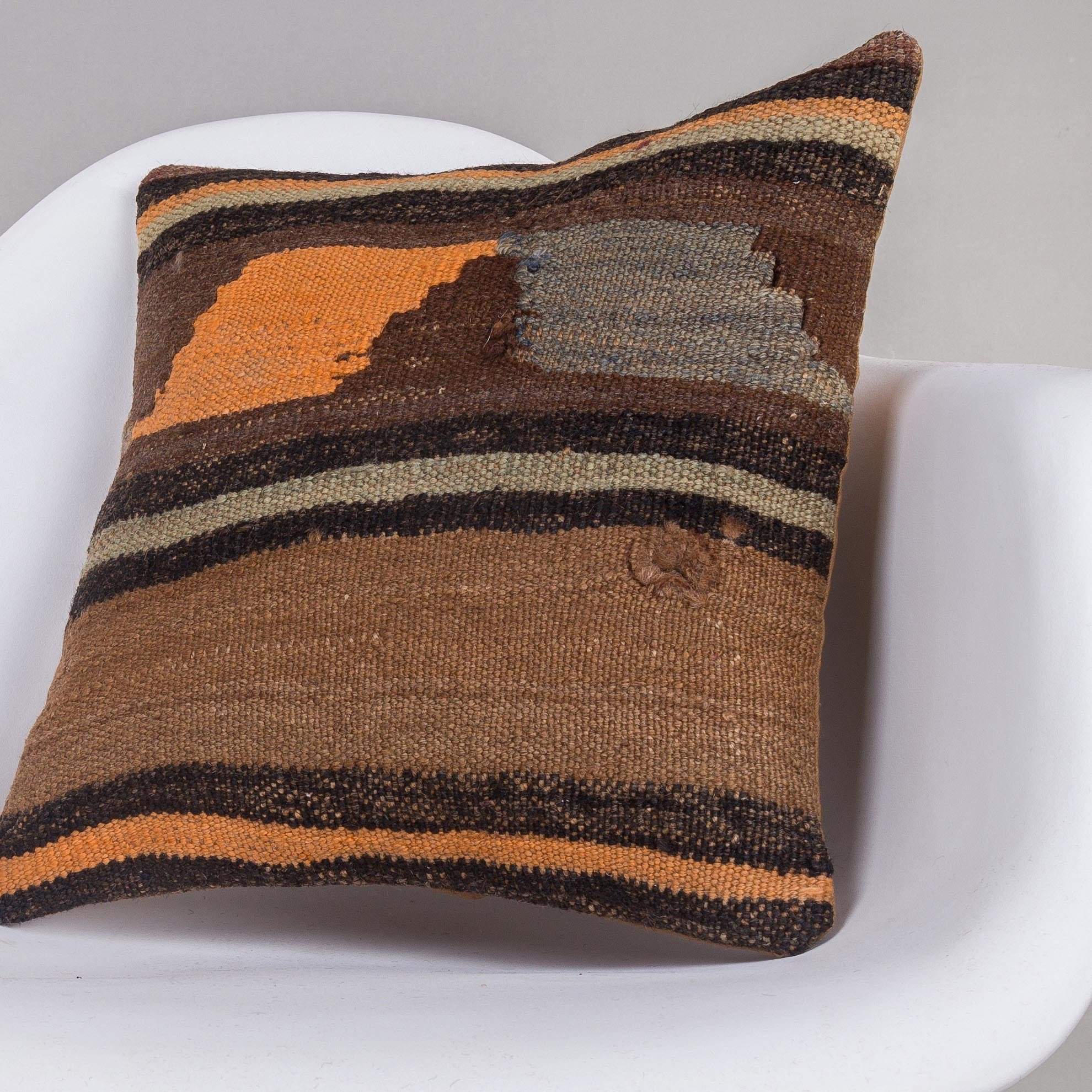 Geometric Brown Kilim Pillow Cover 16x16 4667 - kilimpillowstore
- 2