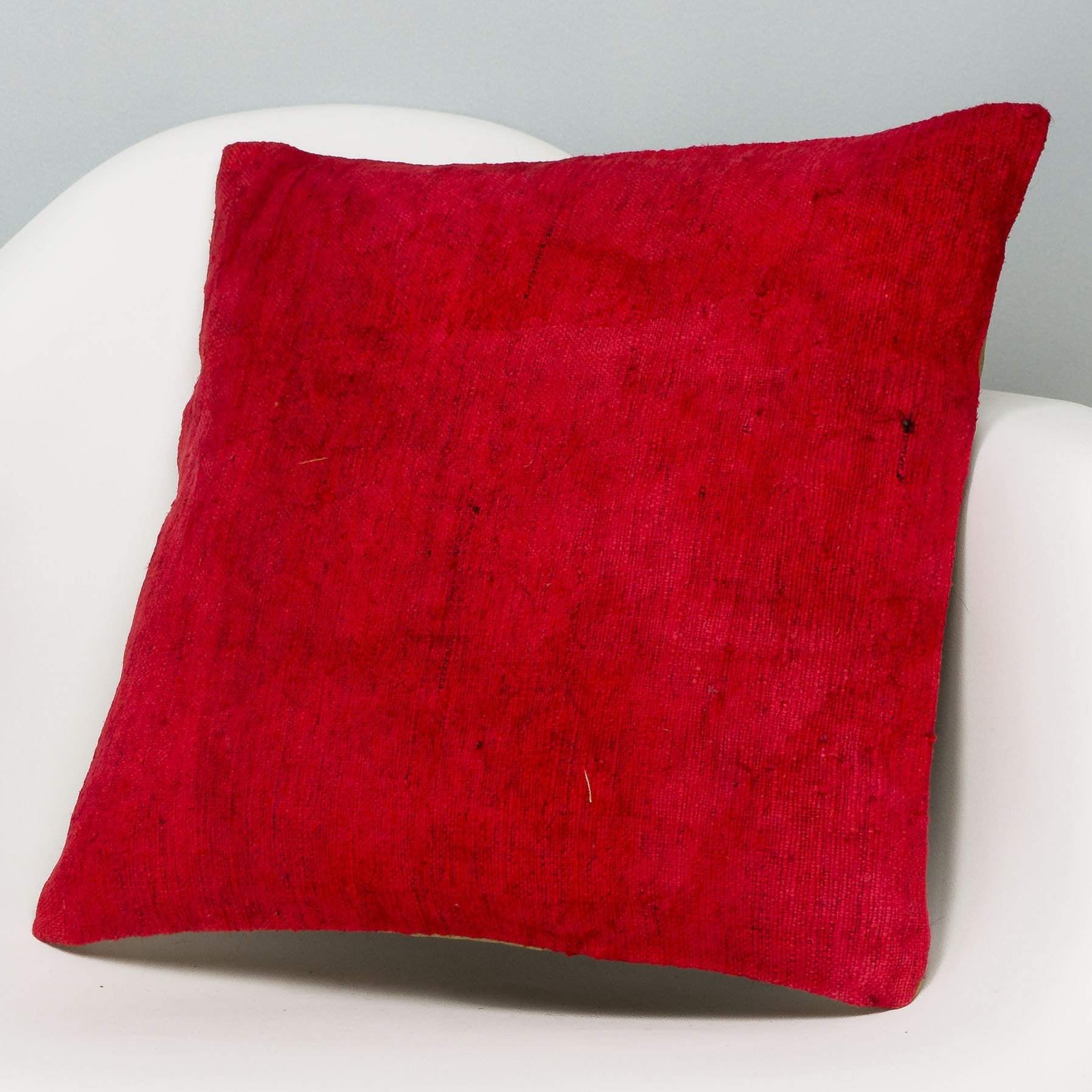 Plain Red Kilim Pillow Cover 16x16 2900 - kilimpillowstore
- 2