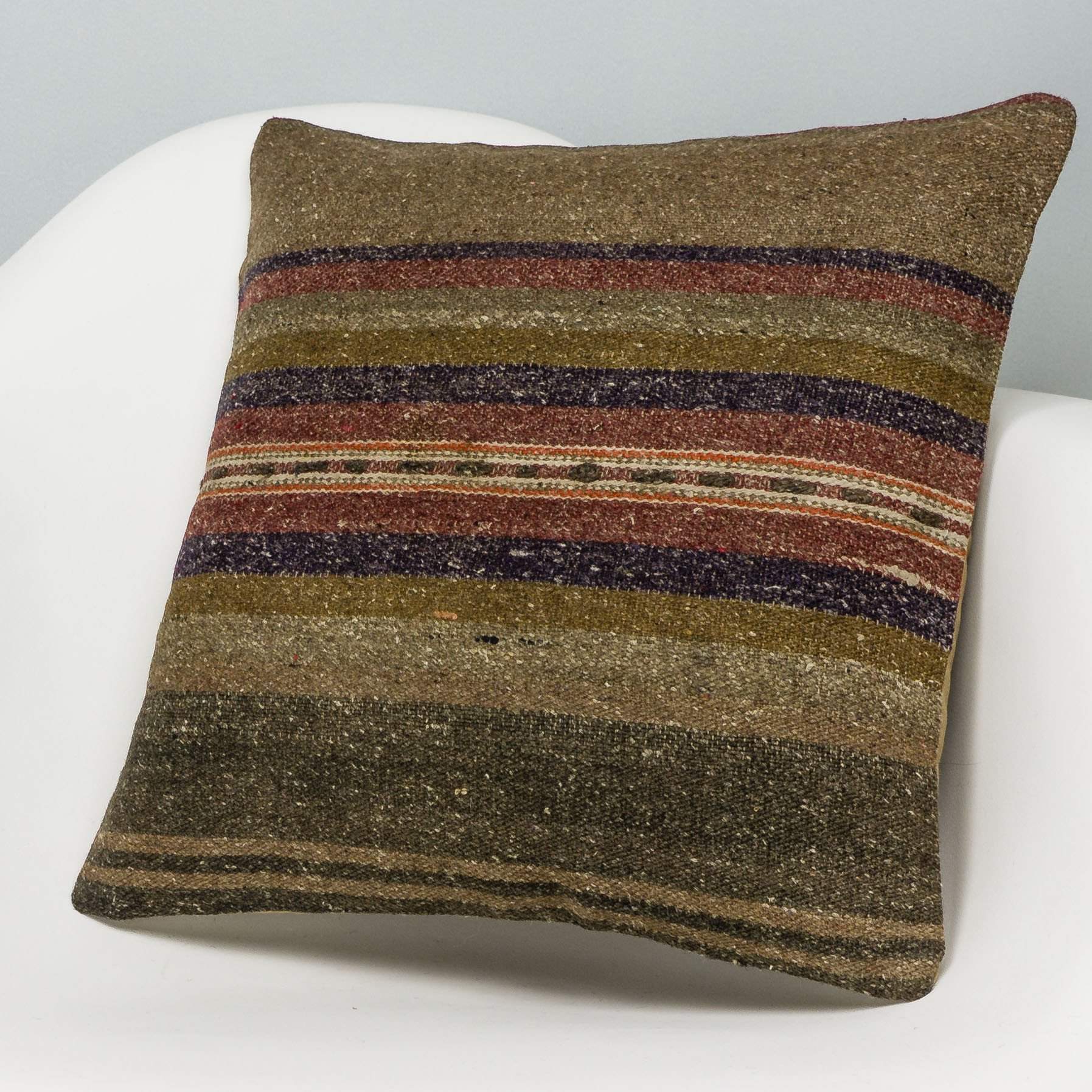 Striped Brown Kilim Pillow Cover 16x16 2820 - kilimpillowstore
- 2
