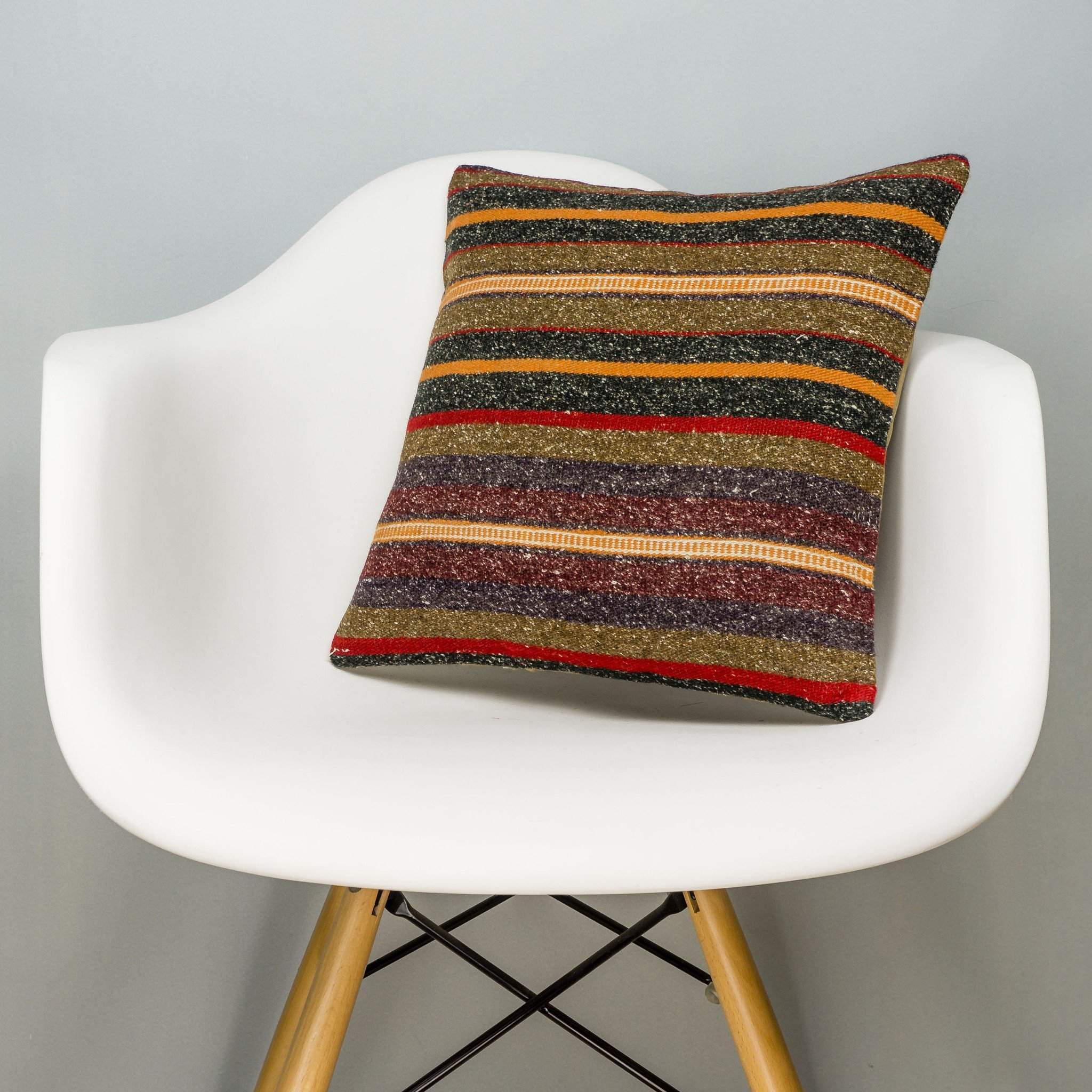 Striped Brown Kilim Pillow Cover 16x16 2834 - kilimpillowstore
- 1