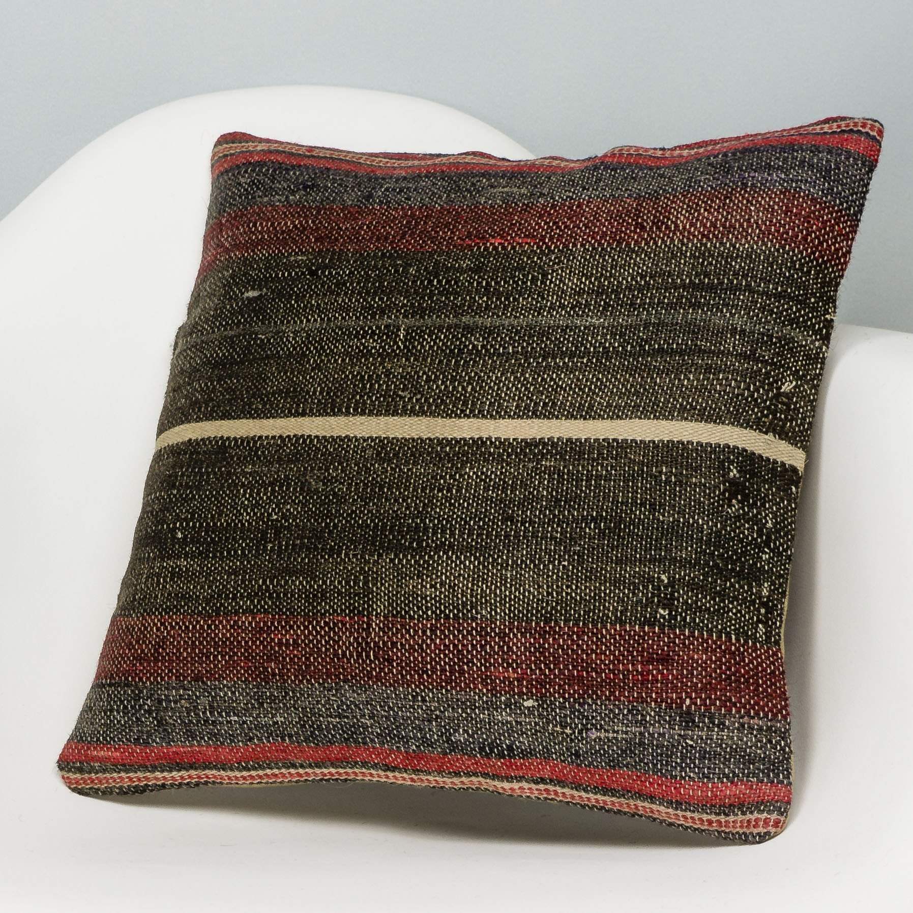 Striped Brown Kilim Pillow Cover 16x16 2855 - kilimpillowstore
- 2