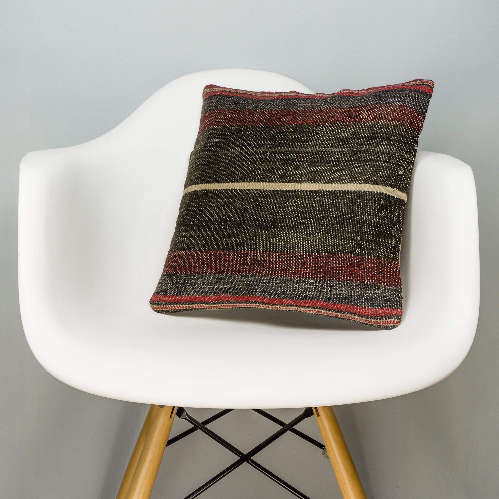 Striped Brown Kilim Pillow Cover 16x16 2855 - kilimpillowstore
- 1